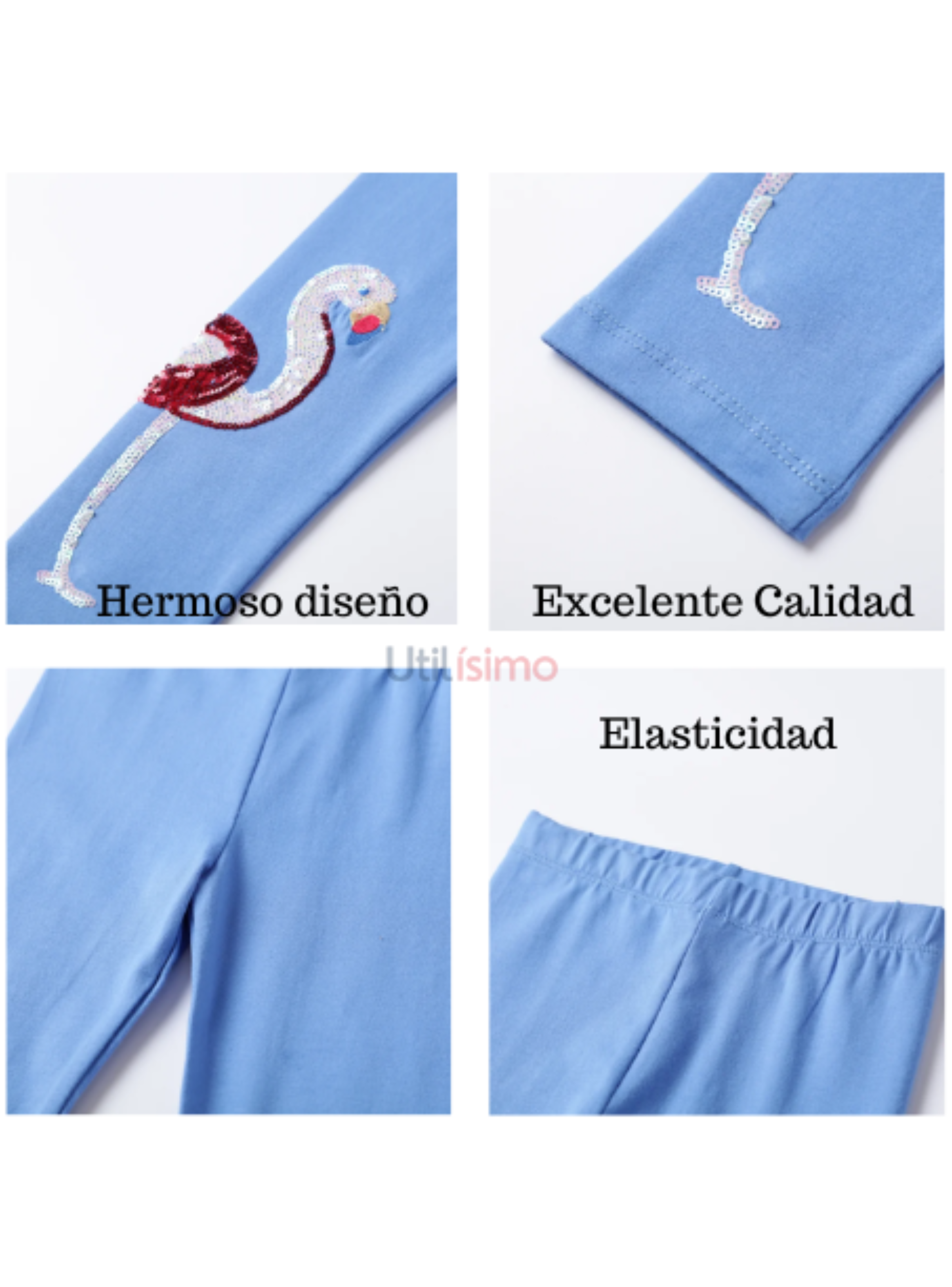 Calzas Niña Flamenco Azul Jump Kids 100% Algodón-3