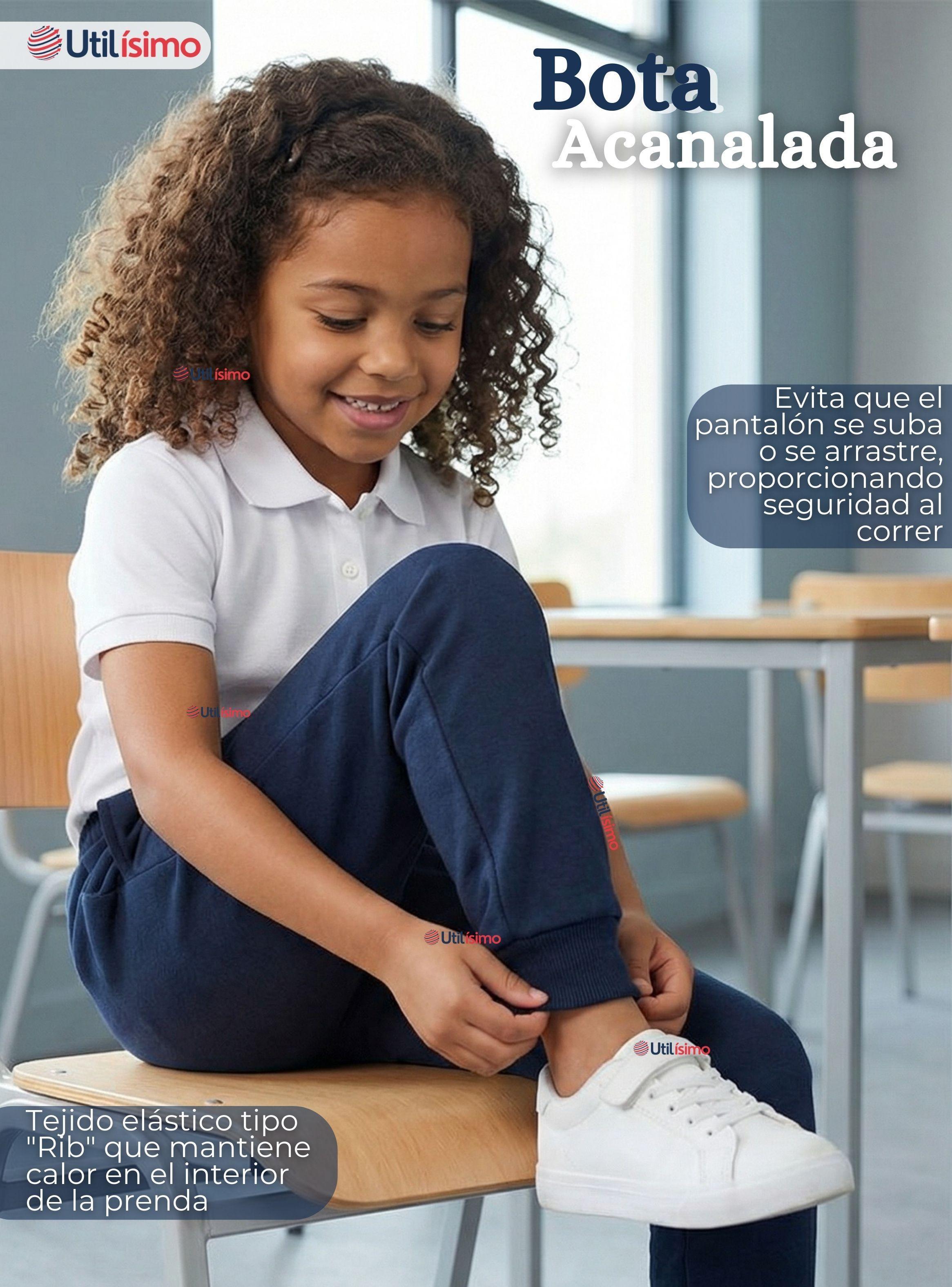 Pack 3 Buzos Pantalones Escolares Niña Unisex 100% Algodón Azul Bota Acanalada 3 a 16 años-6