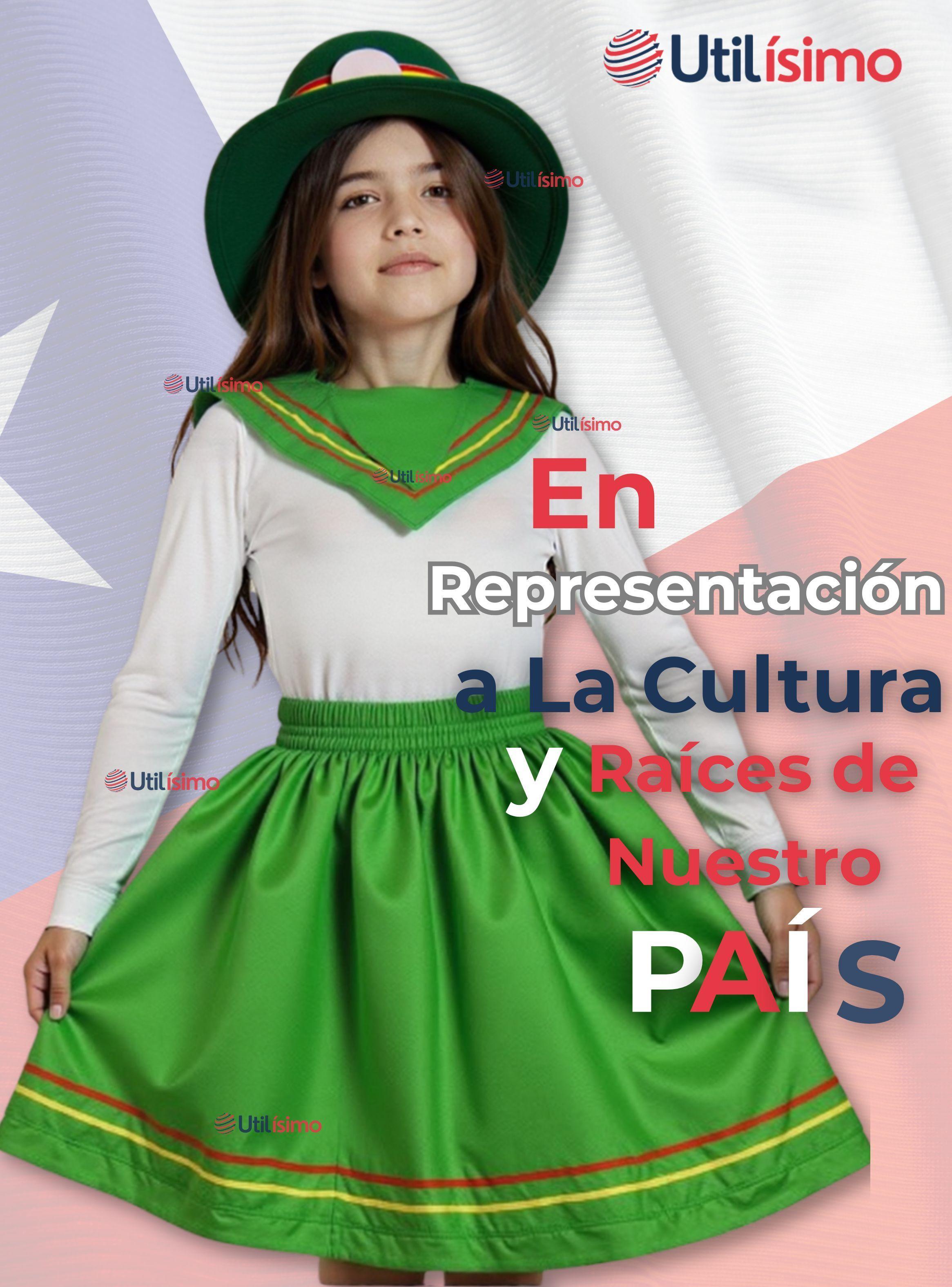 Pack 3 Traje Nortino Verde 4 Piezas Niña Fiestas Patrias Baile Nortino-5