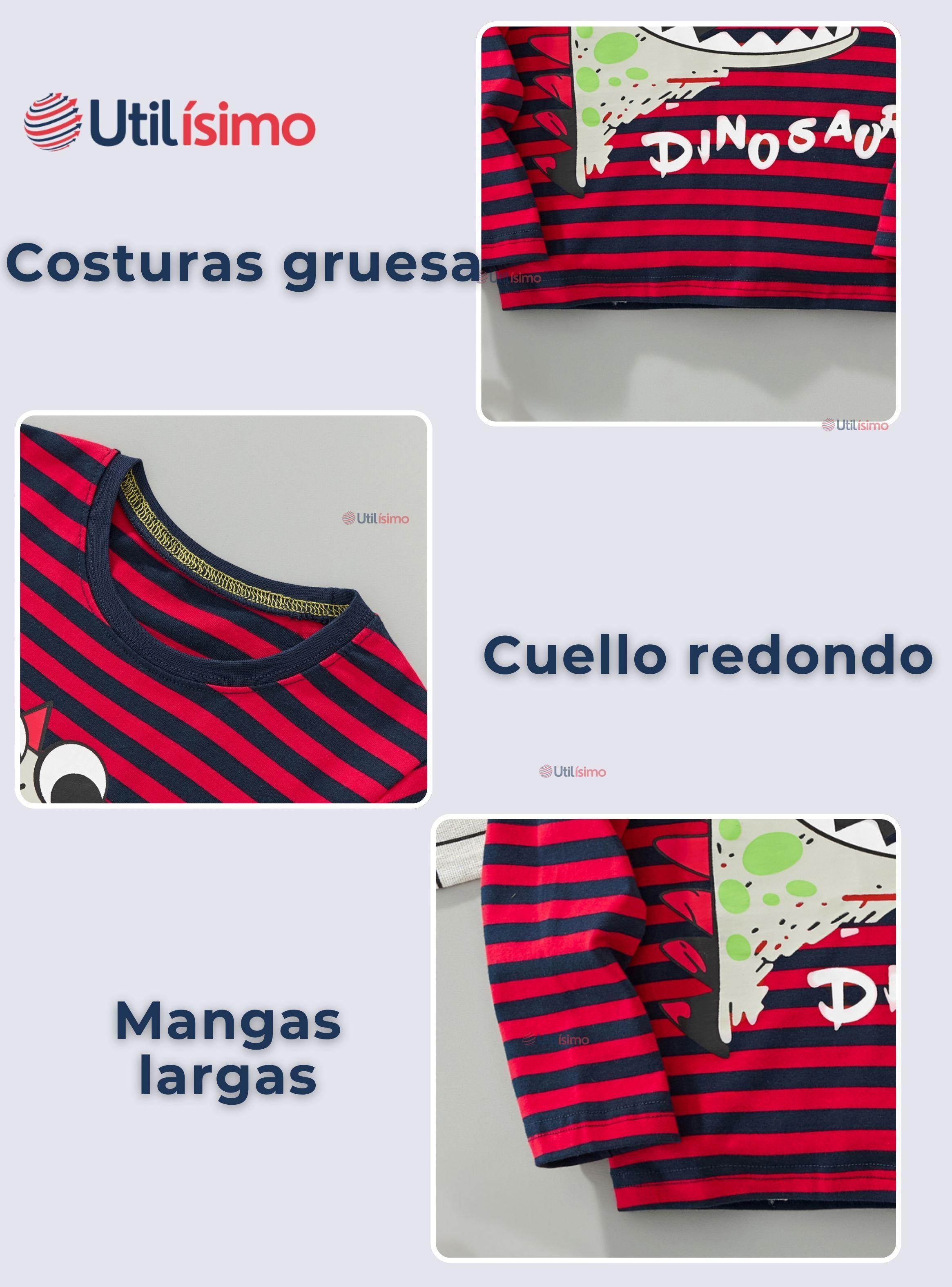 Polera Algodón Manga Larga Niños Camiseta Dinosaurio Rojo-5
