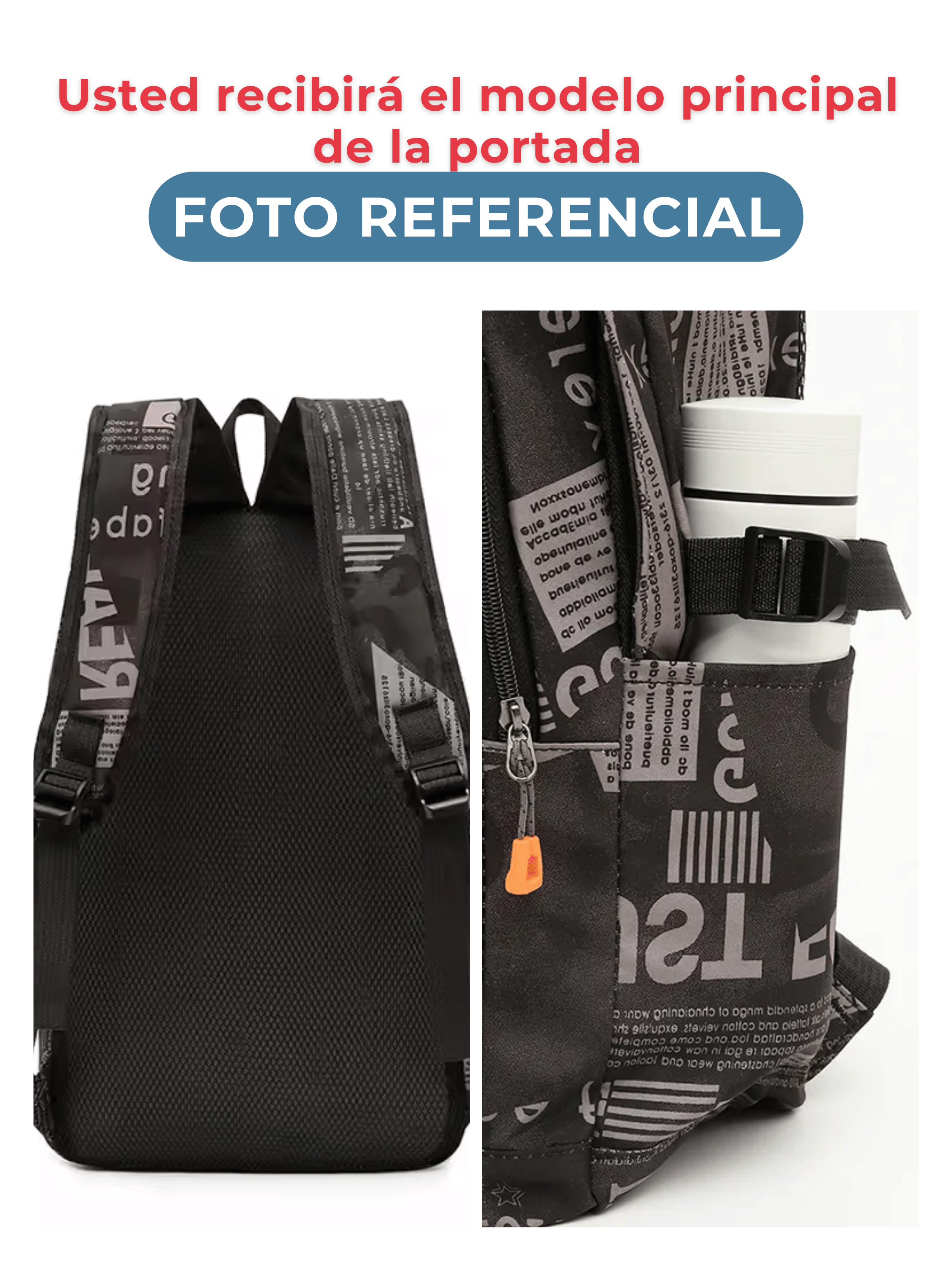 Pack Mochila Lonchera Estuche Grande 49cm Juvenil y Escolar Beige-4