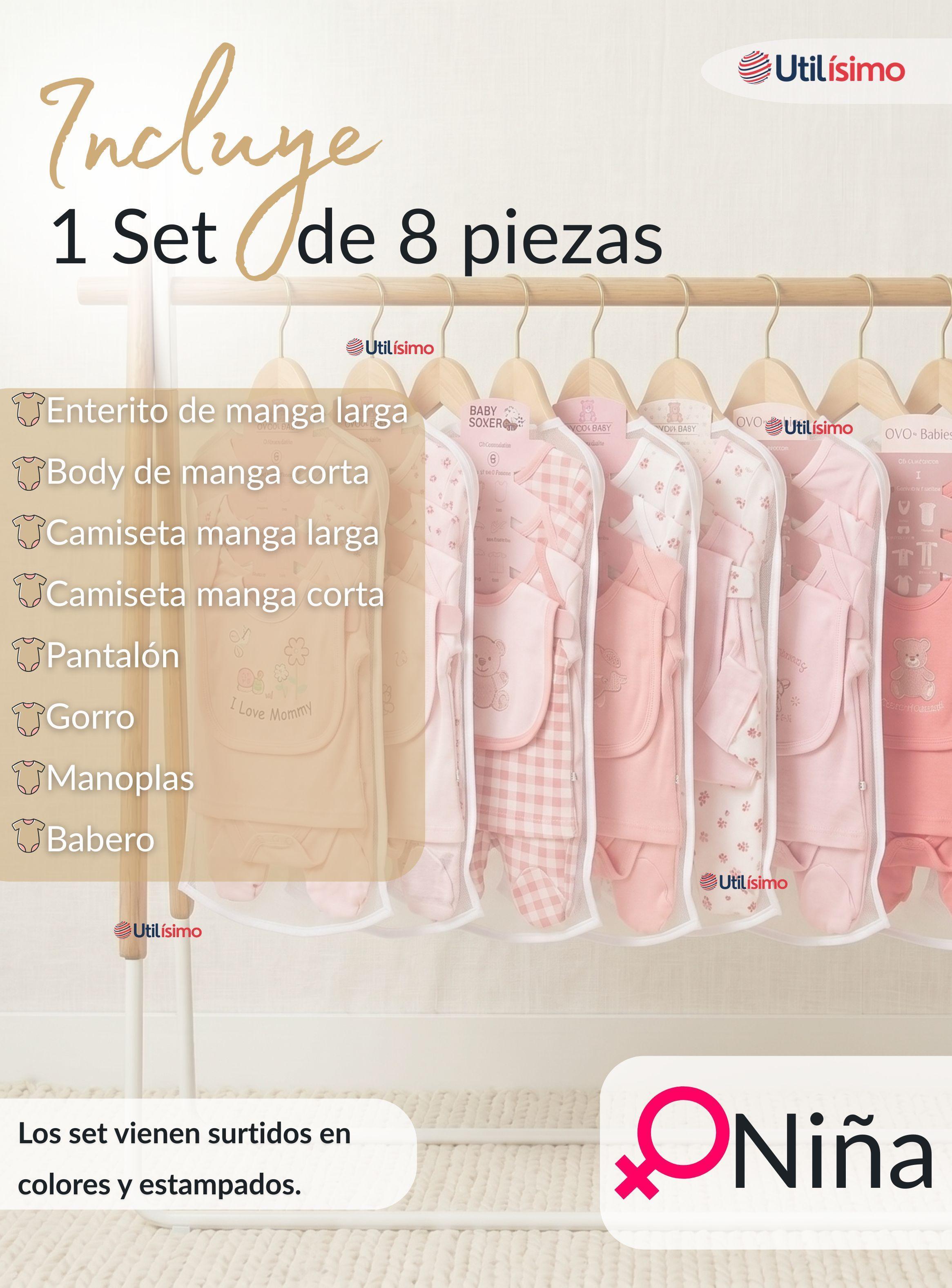 Set Ajuar Bebé 8 Piezas Surtidas NIÑA 100% de Algodón-2