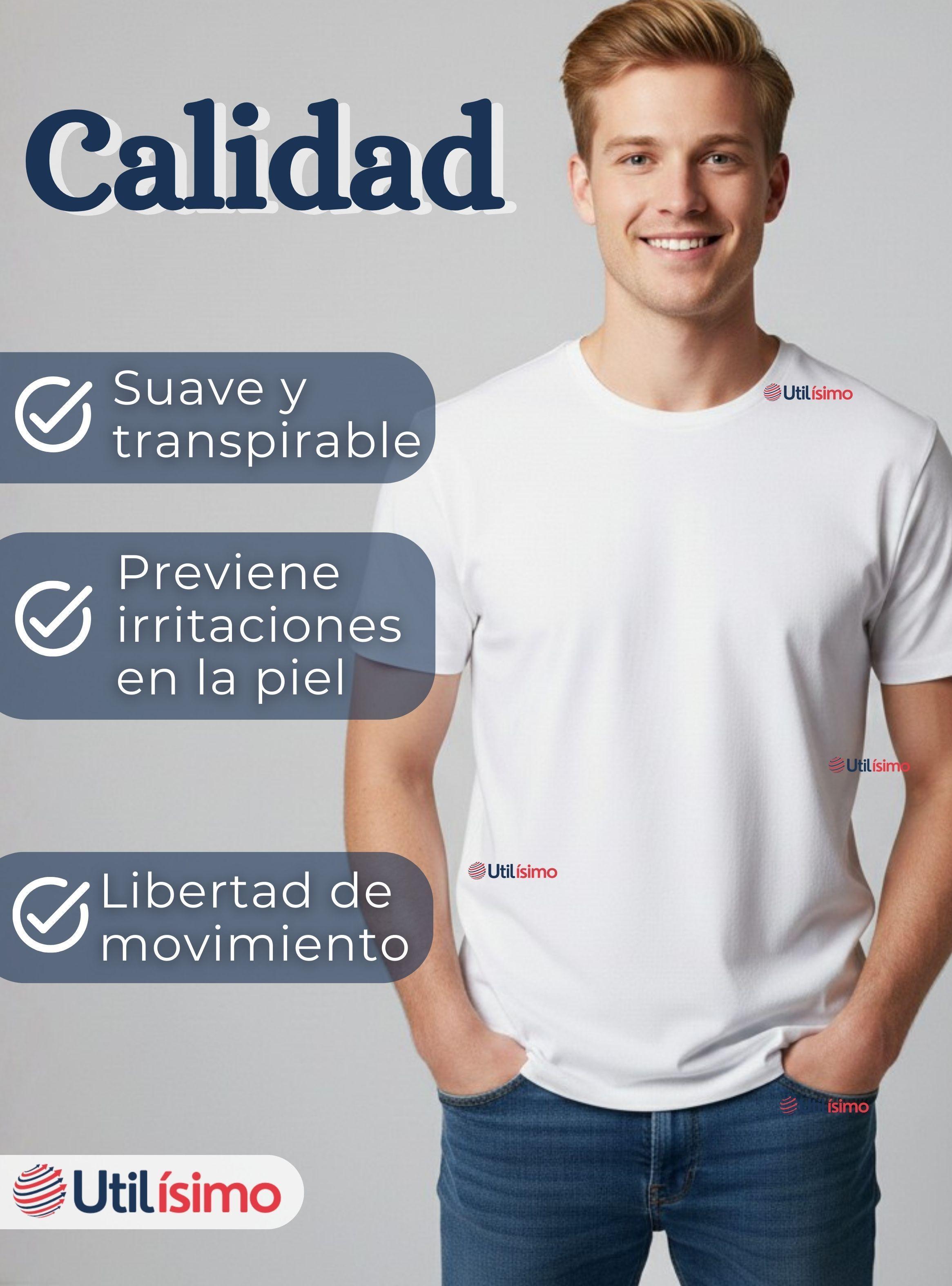 Camiseta Polera 100% Algodón Básica Lisa Elástica Color Blanco Hombre -6