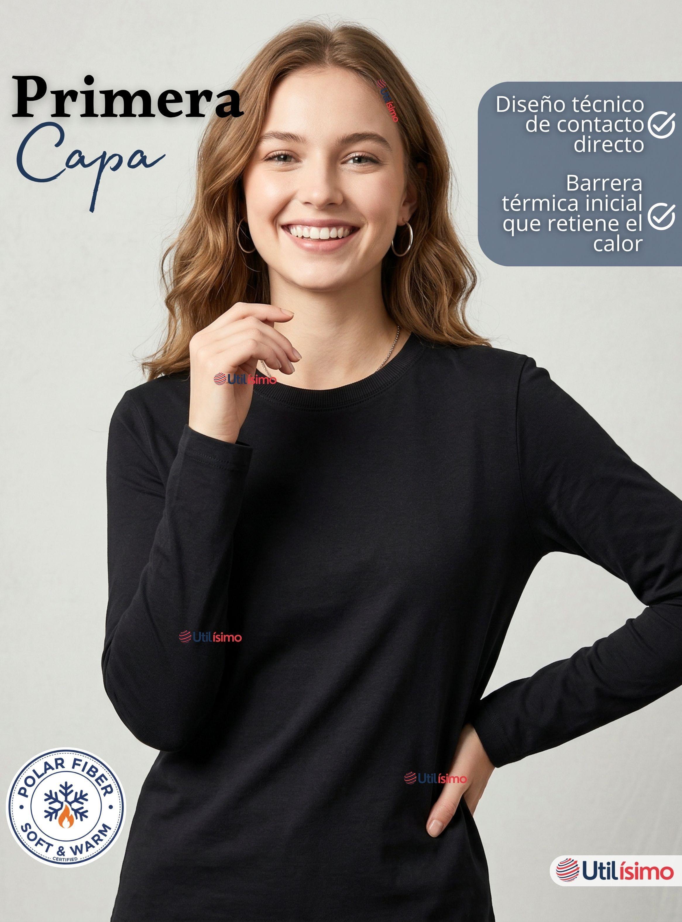 Pack 3 Camisetas Poleras Polar Primera Capa Color Negro Manga Larga Mujer-3