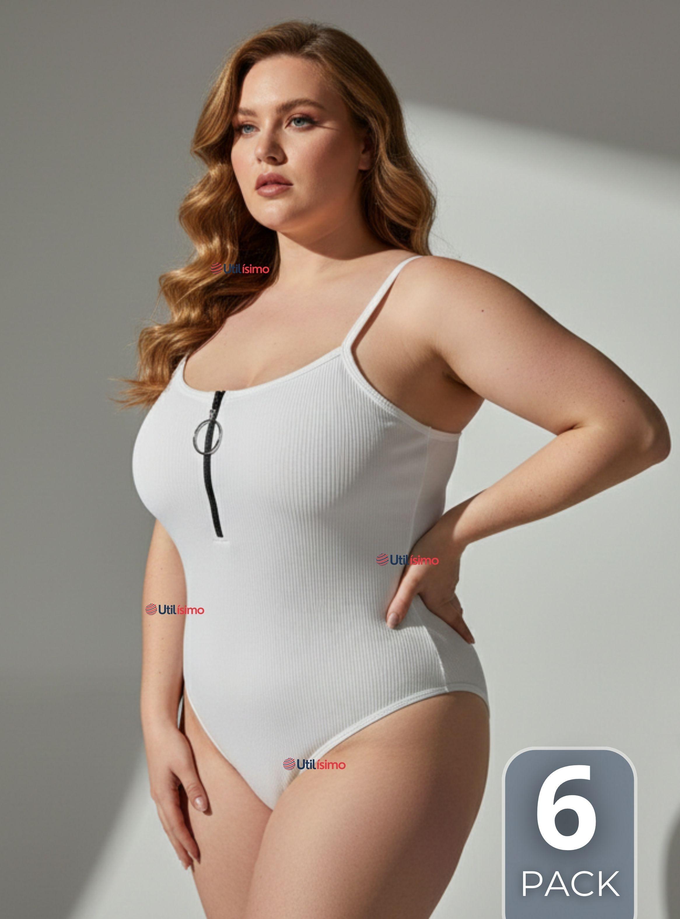 Pack 6 Body Con Cierre Delantero Sin Mangas Ligero y Sutil Color Surtido Mujer-0