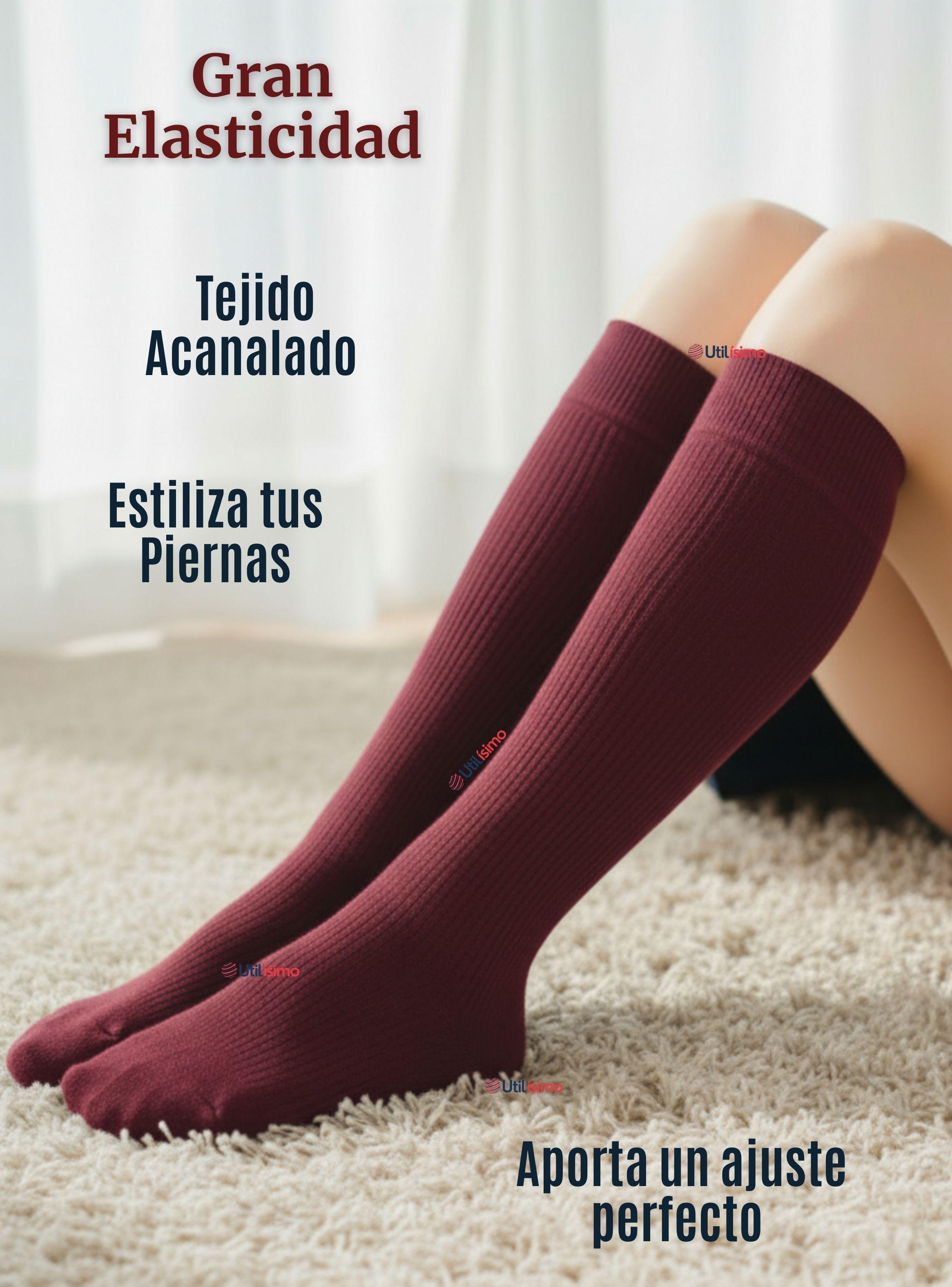 Pack 3 Calcetínes Escolares Largo Acrílico Burdeo para Niñas Juvenil Color Vino-5