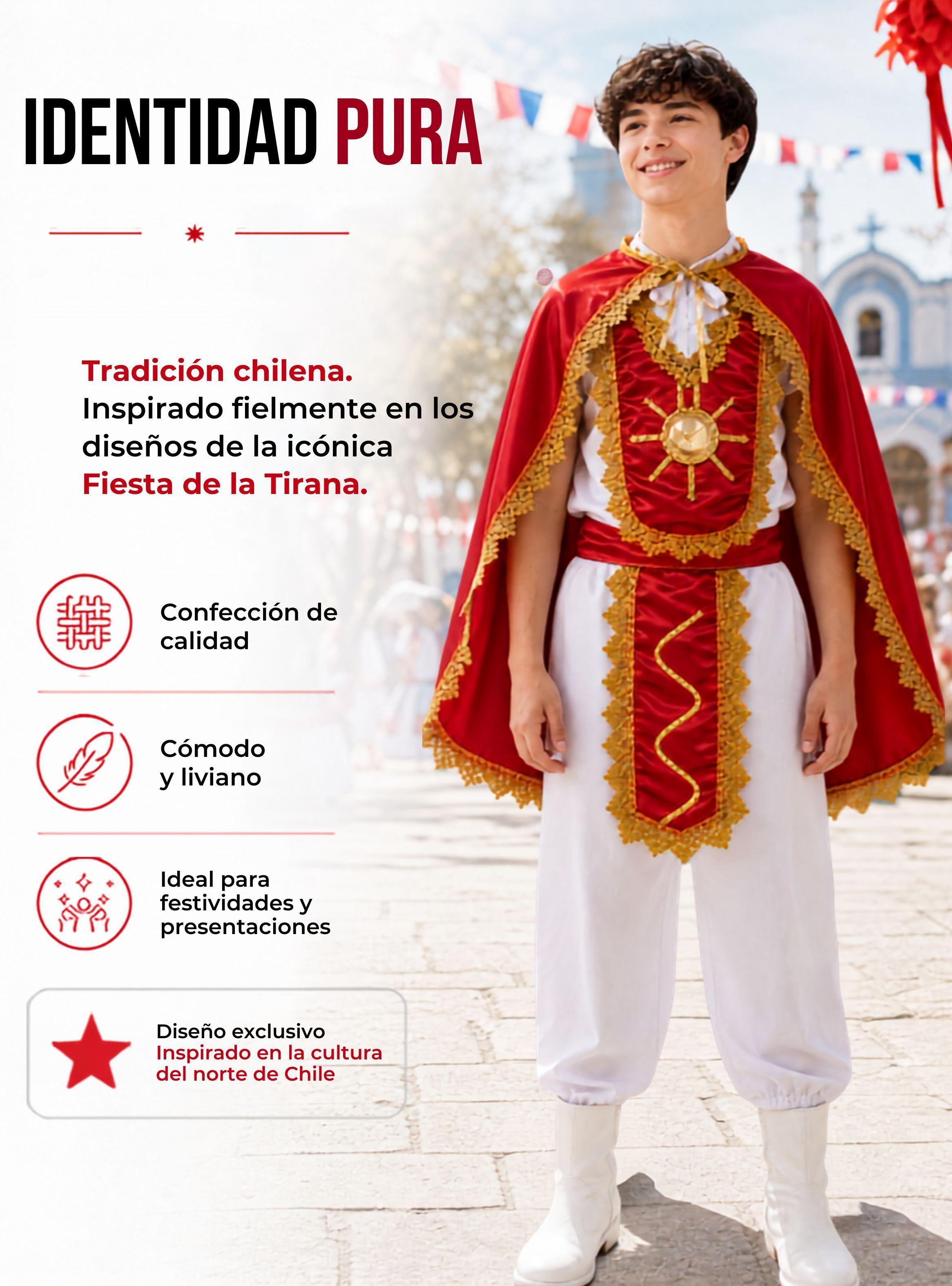Traje Tirana Diablada Rojo Juvenil 5 Piezas hombre Baile Típico Fiestas Patrias-5