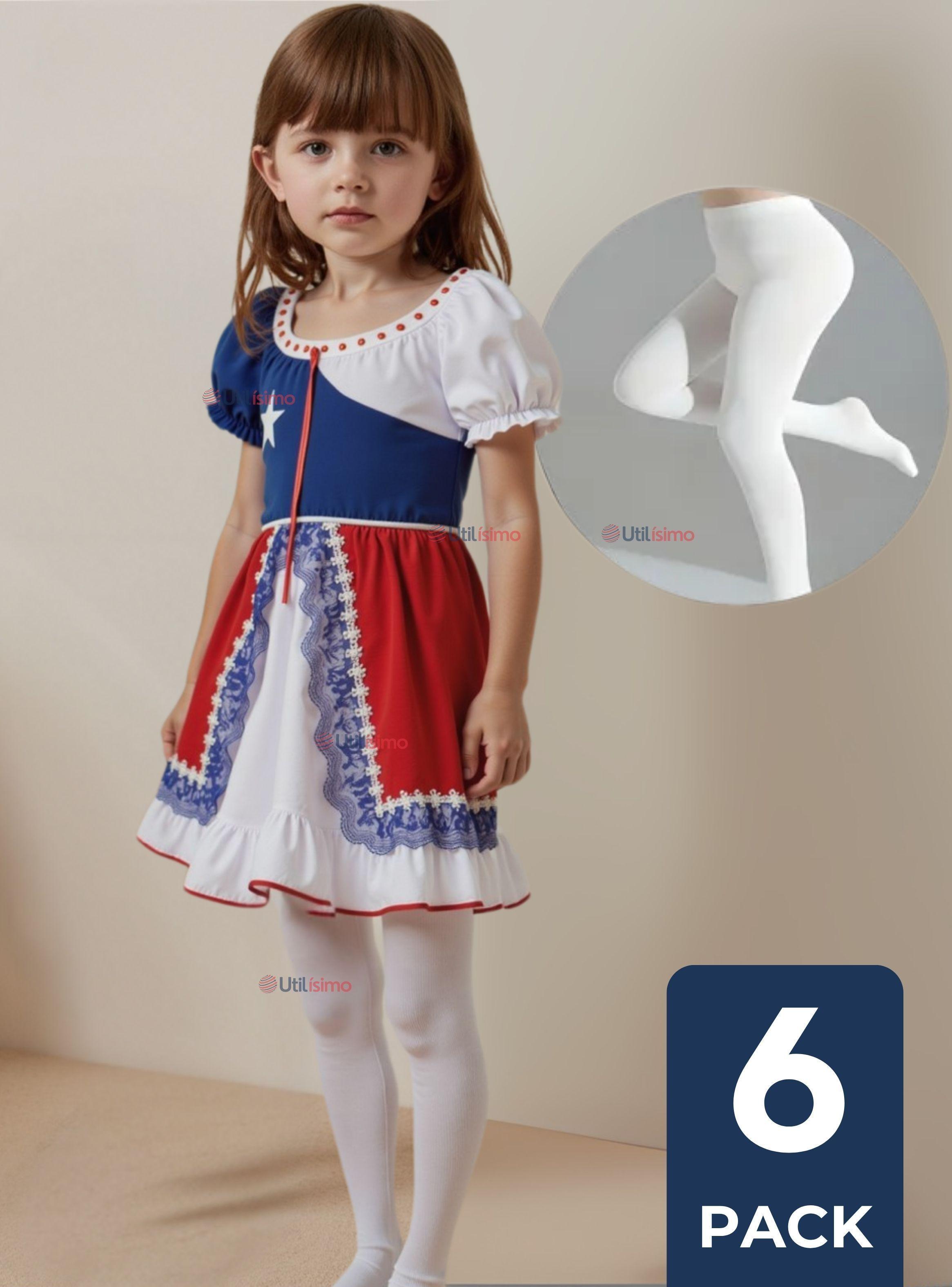 Pack 6 Ballerina Pantys Blancas Primera Capa Niña Fiestas Patrias-0