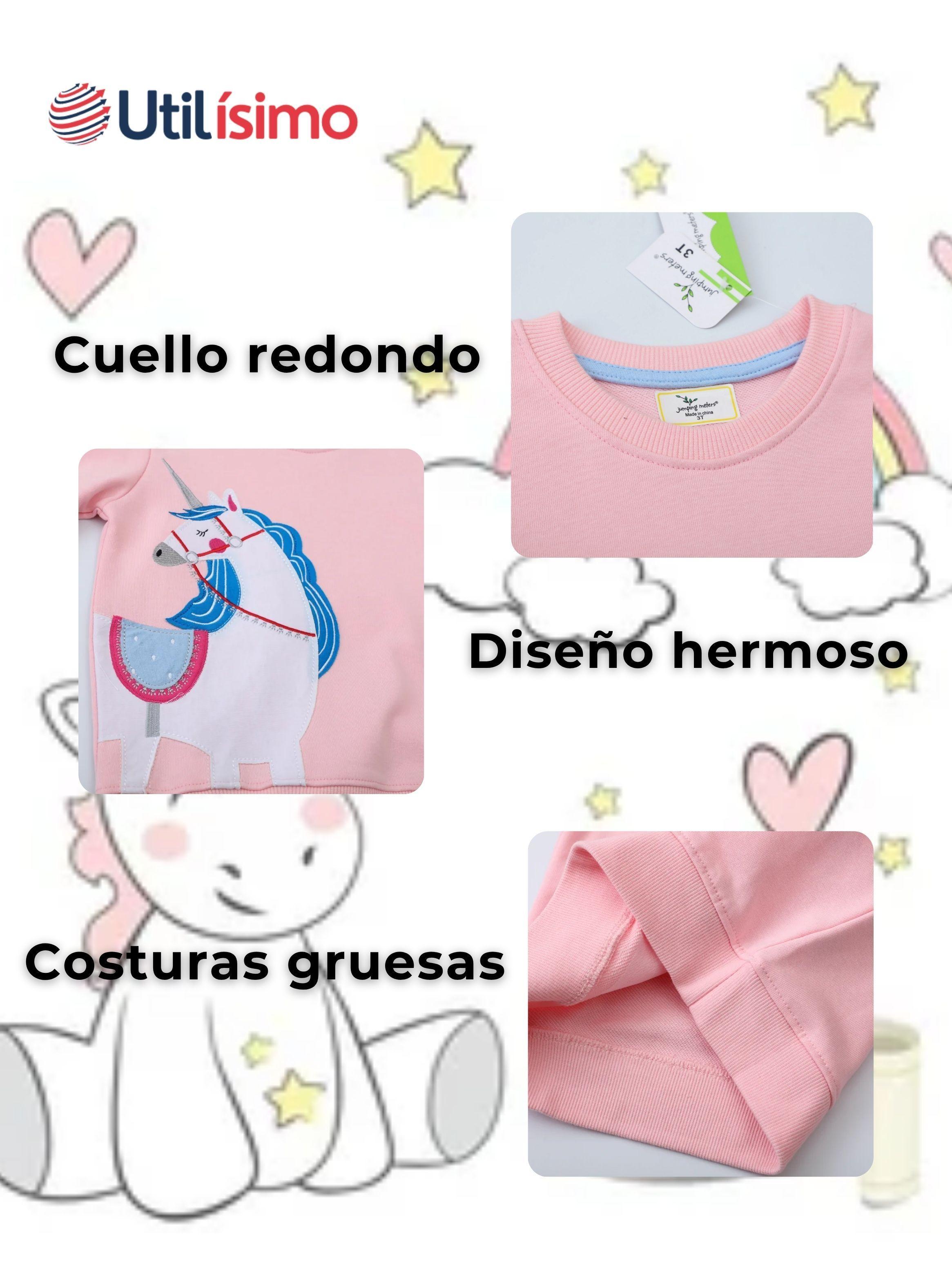 Polerón Algodón Cuello Redondo Niña Rosado Unicornio-3