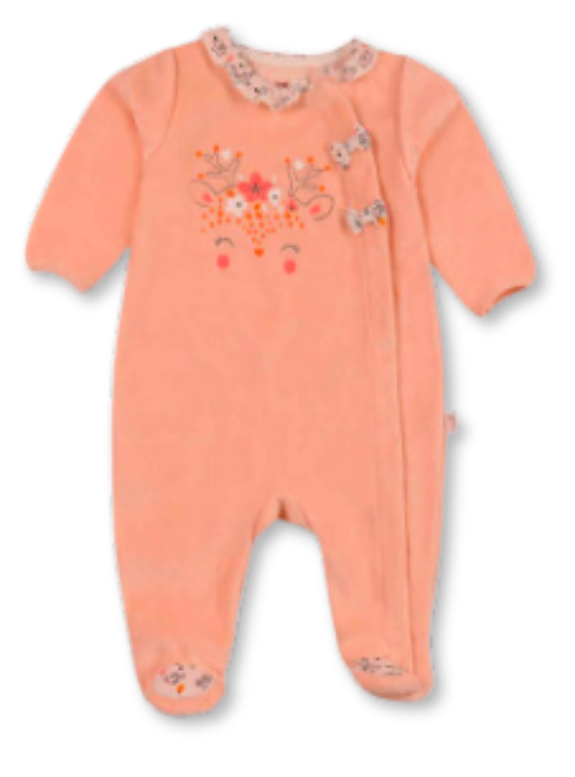 Enterito Pijama Bebé Niña 0 a 6 Meses 100% Plush Coral Estrella-0