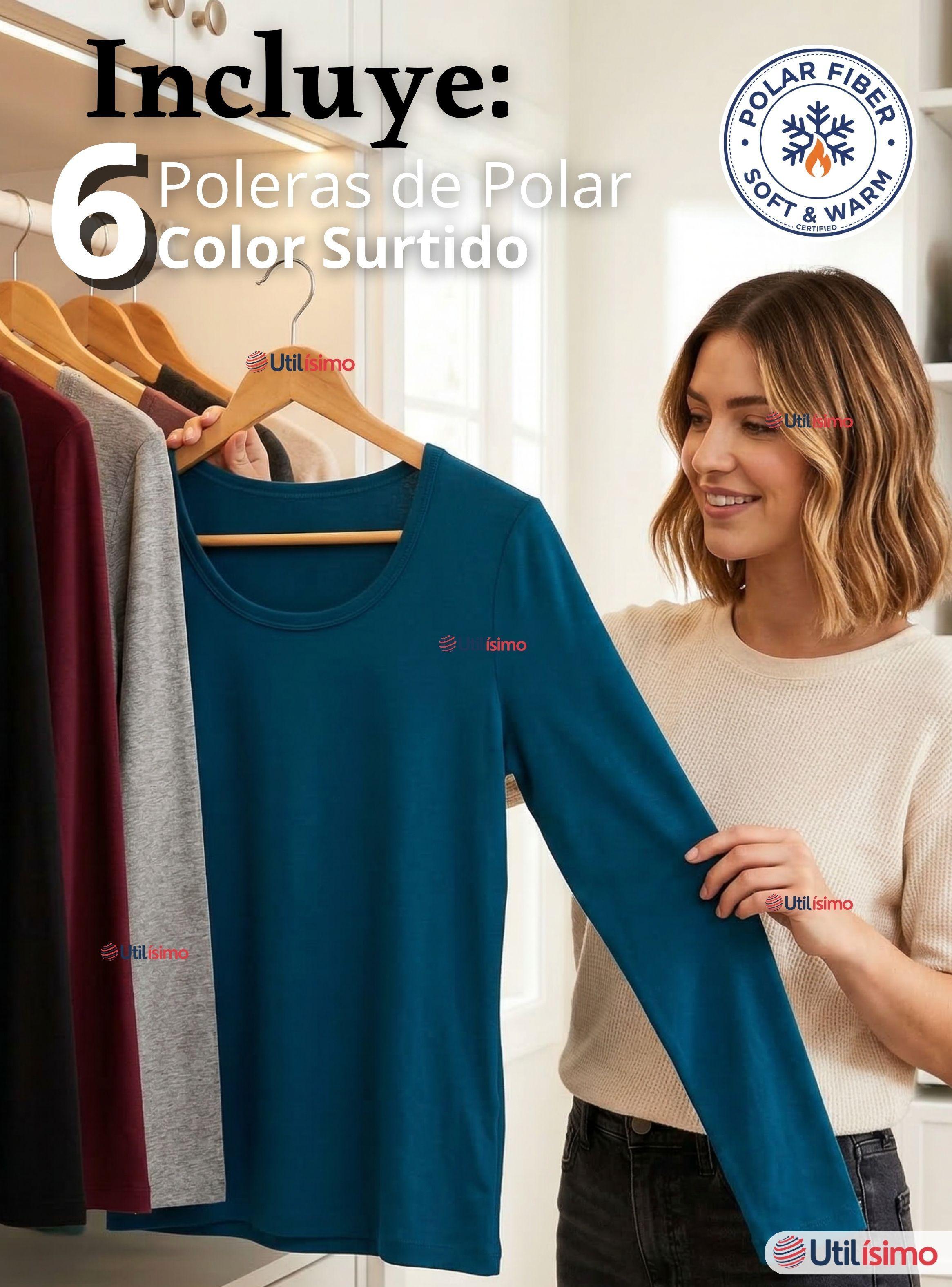 Pack 6 Camisetas Poleras Polar Primera Capa Manga Larga Colores Surtidos de Mujer-2