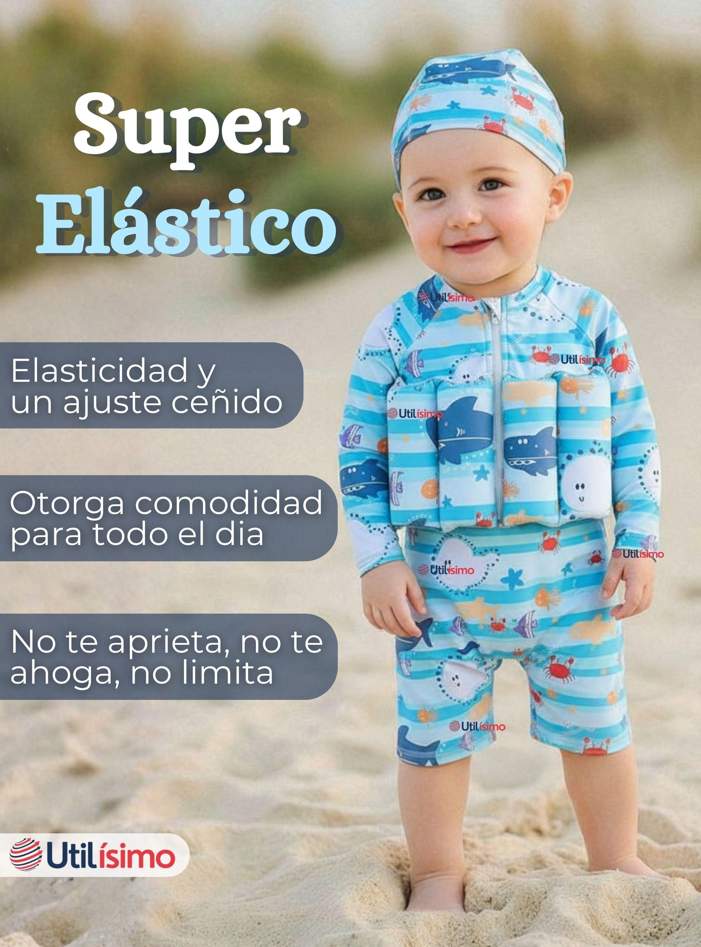 Traje de Baño Flotador Enterito Con Gorro 2 Piezas Niño 9 a 36 Meses Blue Sea-5
