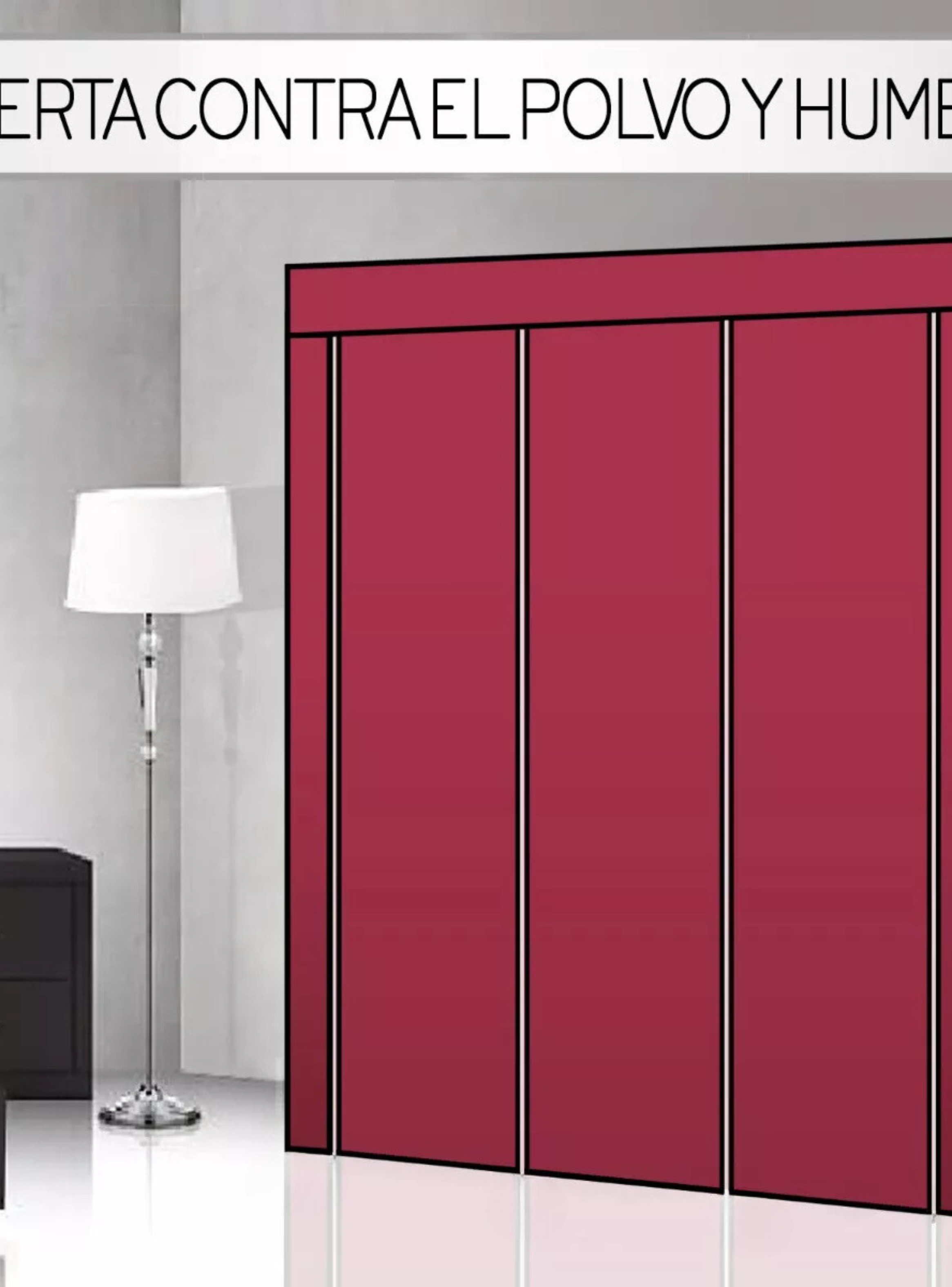 Práctico Armario Closet Ropero Portátil De Tela Color Burdeo-4