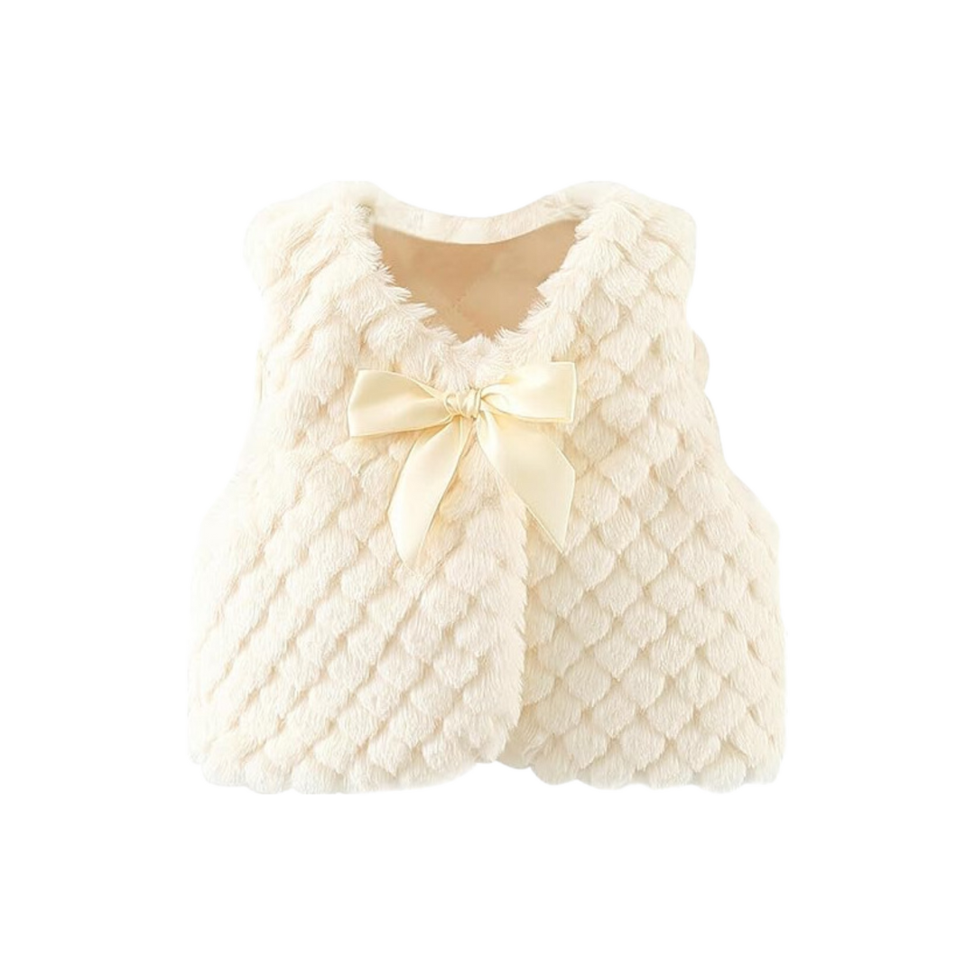 Chaleco Peludo Con Lazo Niña Blanco Jump Kids-0