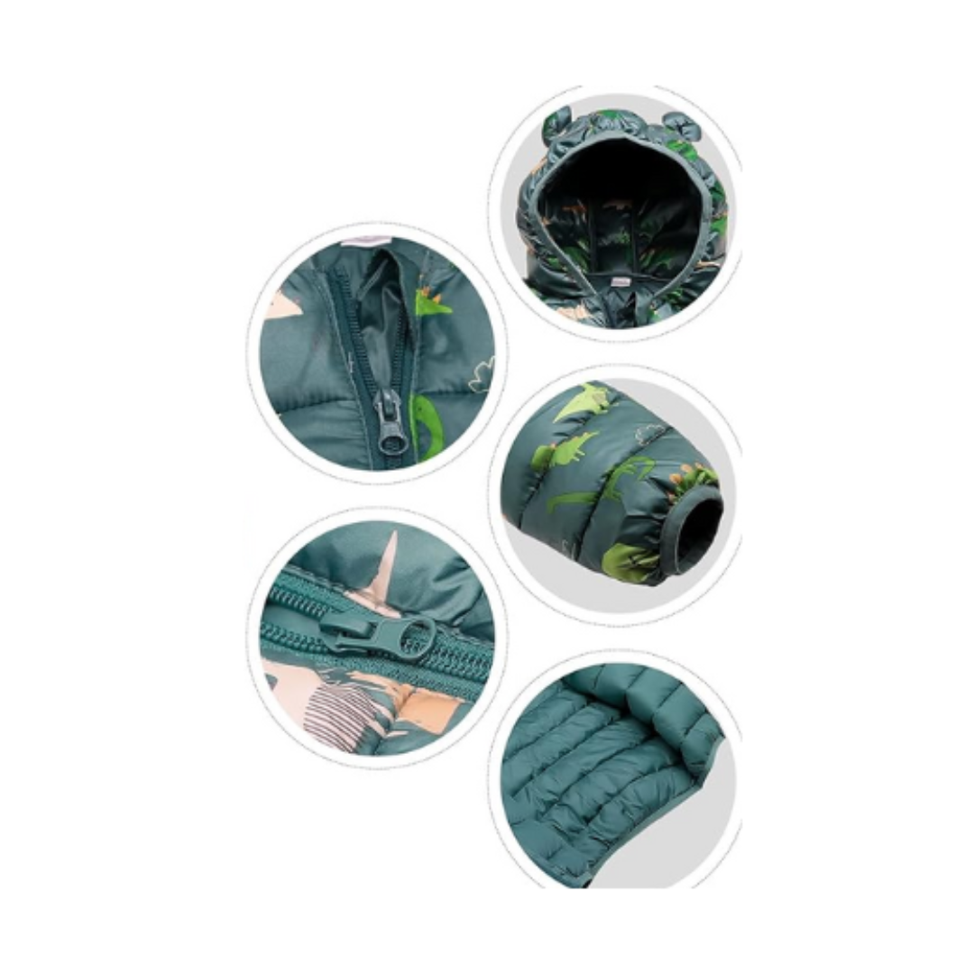 Parka Con Capucha Y Mangas Larga Niño Dinosaurio Verde Oscuro Jump Kids-2