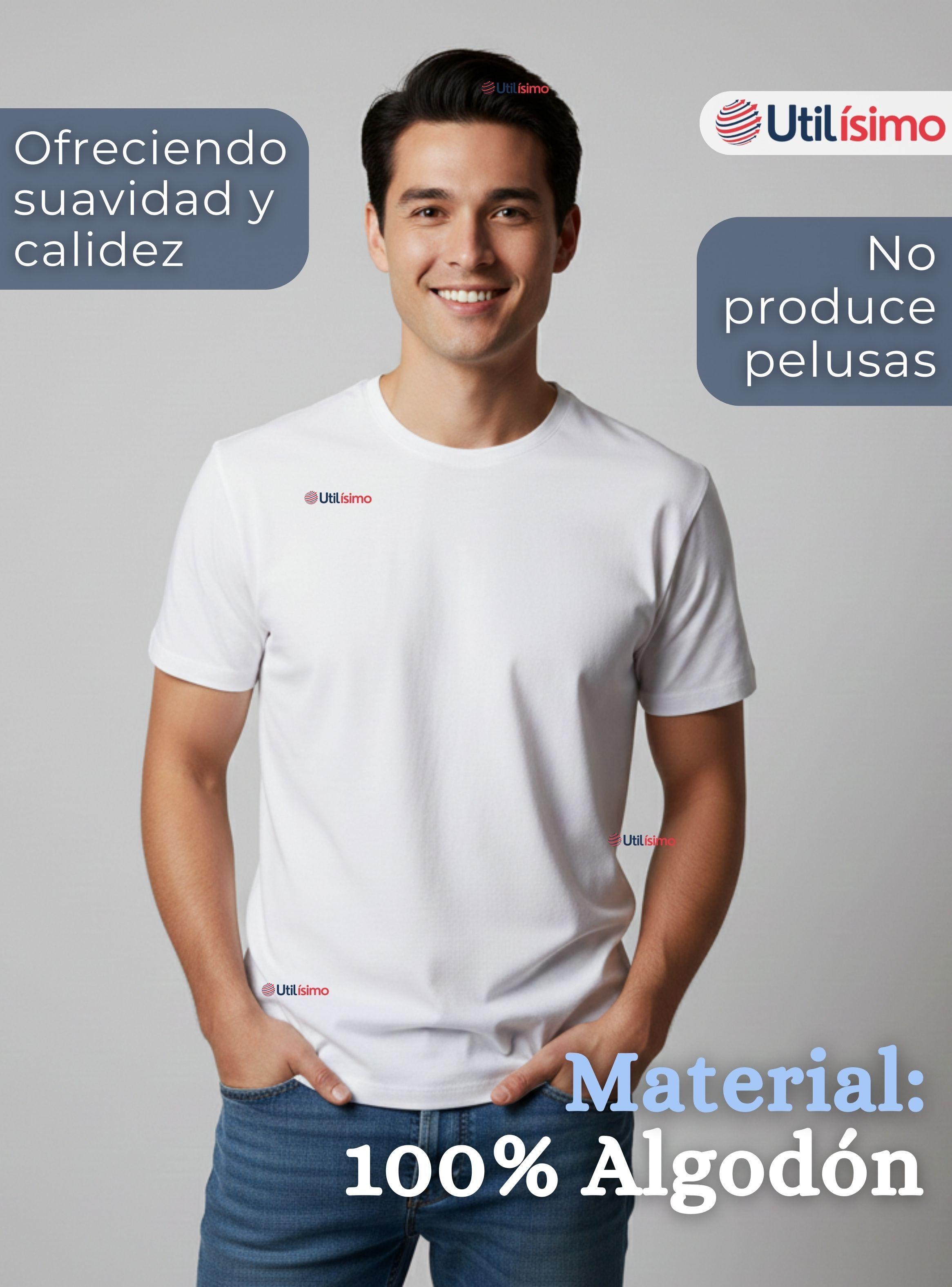Pack 6 Camisetas Poleras 100% Algodón Básica Lisa Elástica Color Blanco Hombre-7