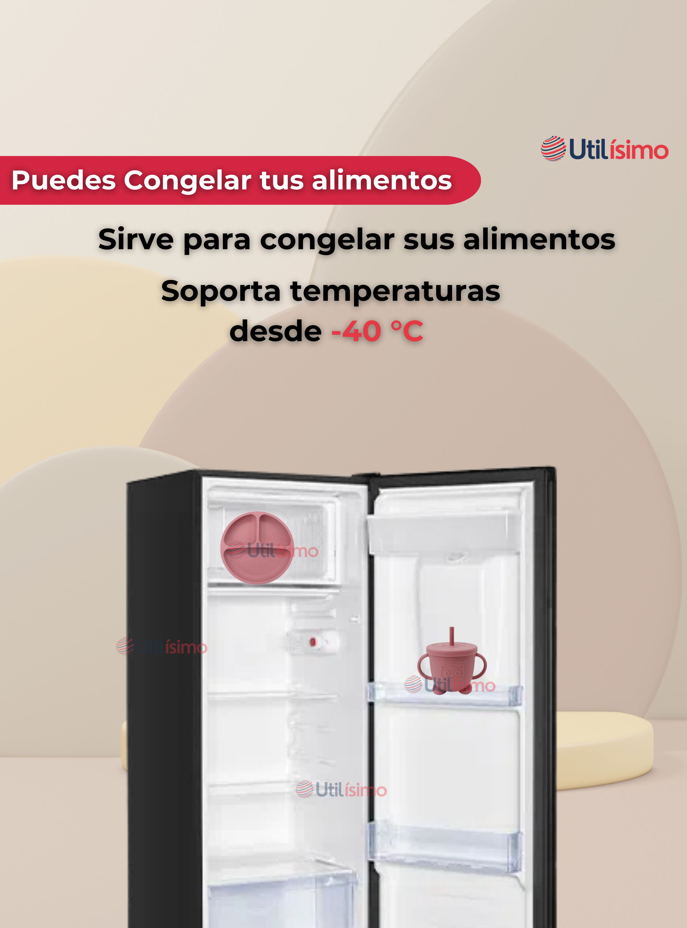 Set De Alimentación Bebé Silicona Con Vaso 5 Piezas Libre BPA Rosa Oscuro-4