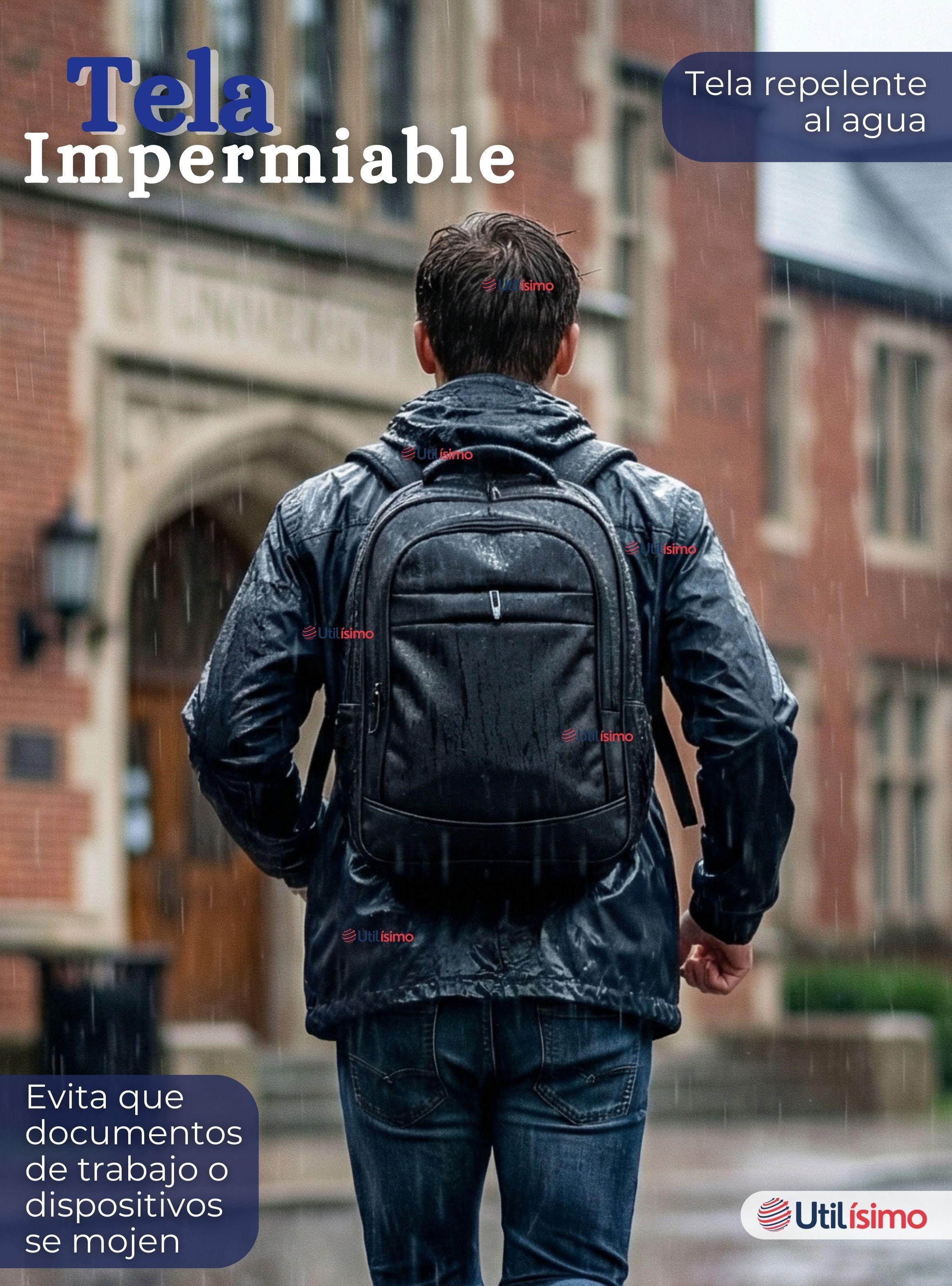 Mochila Multifuncional Ejecutiva Escolar Viaje Notebook Impermeable Resistente 48cm Negro 25L-7