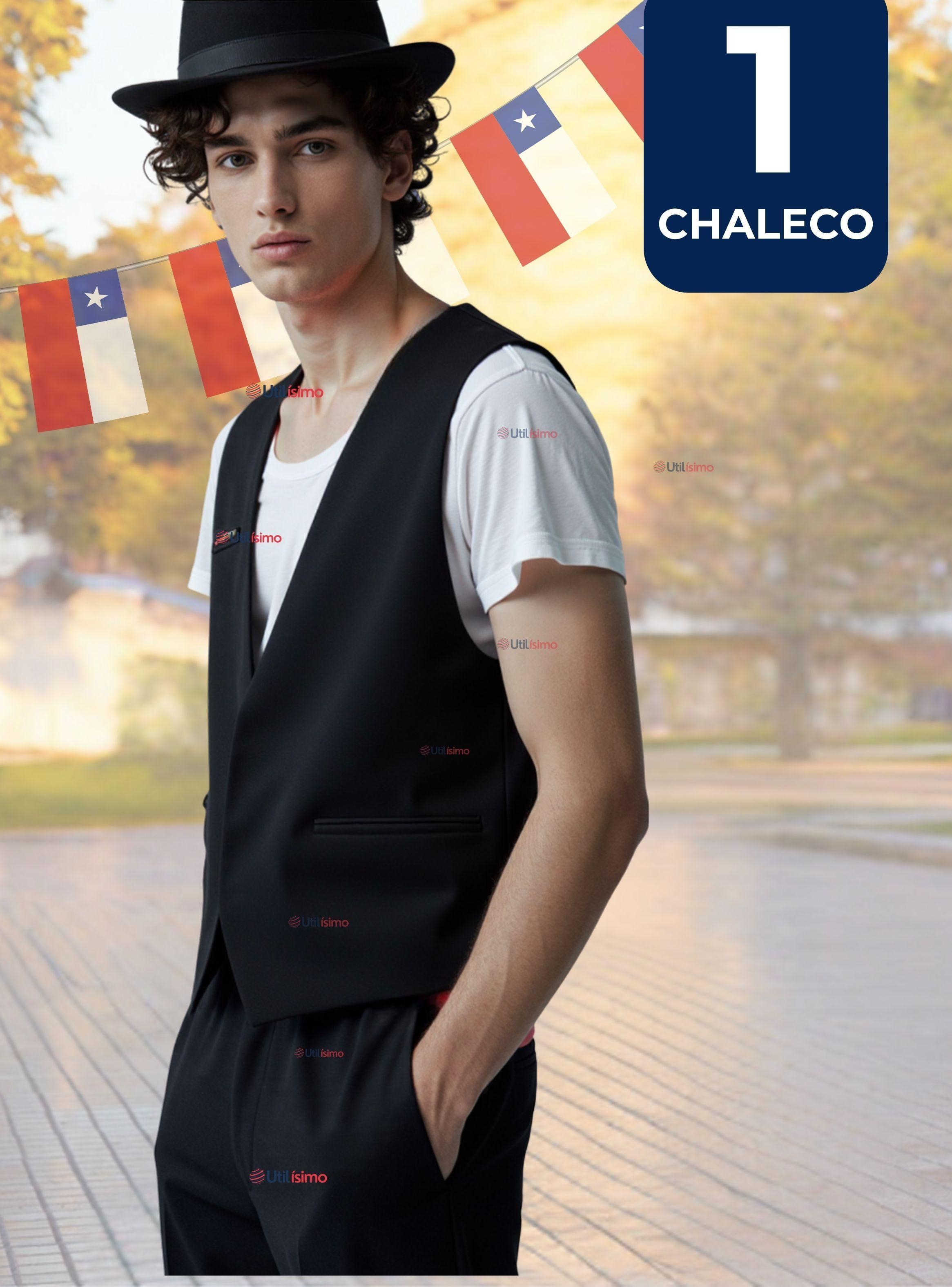 Chaleco Bolero Nortino Niño Juvenil Fiestas Patrias Negro-0