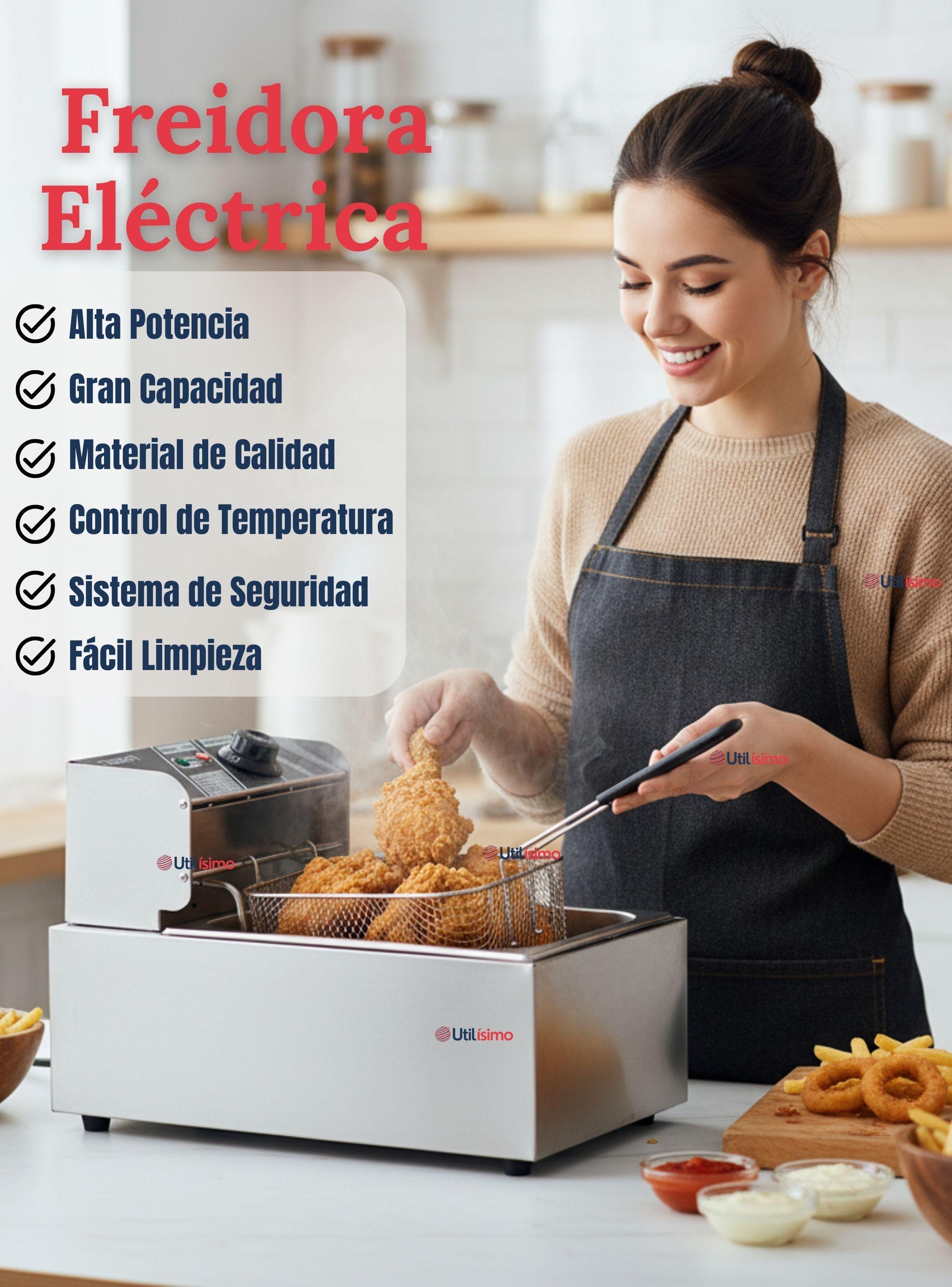 Freidora Aceite Eléctrica 5 Litros 2000W Acero Inoxidable-2