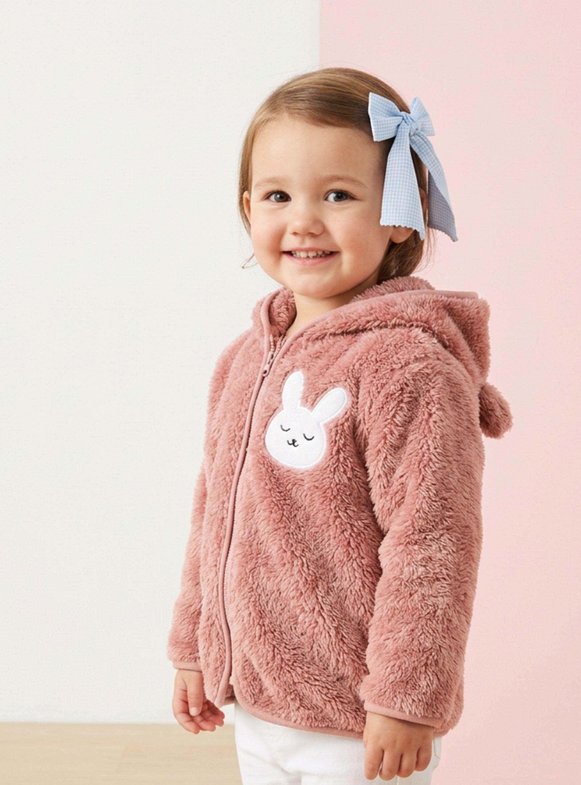 Chaqueta Polerón Con Capucha Forro Polar Niña Bebe Conejo Abrigo Invierno-0