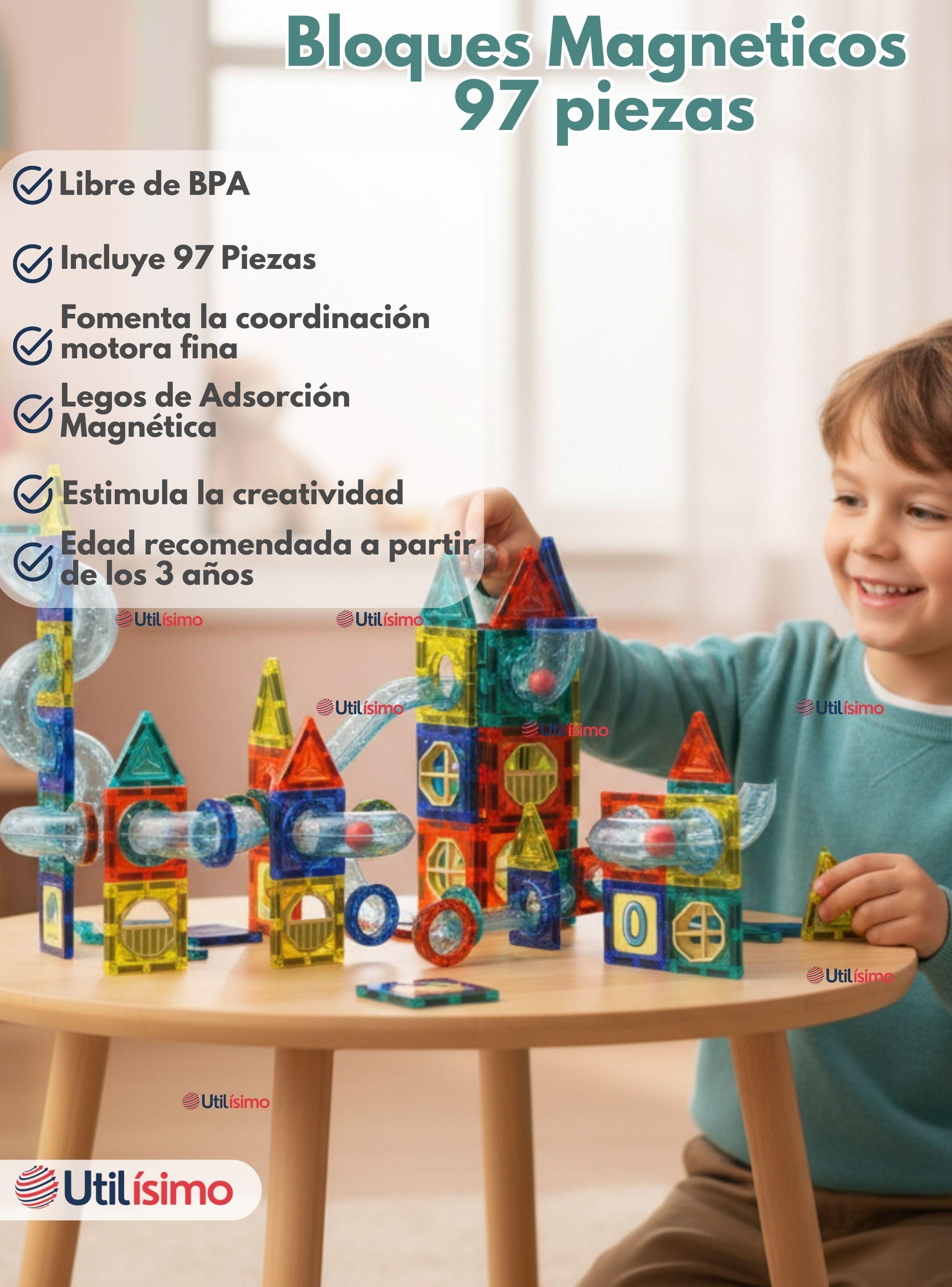Juego Bloques De Construcción Magnéticos 3D de 97 Piezas para Niño o Niña-2
