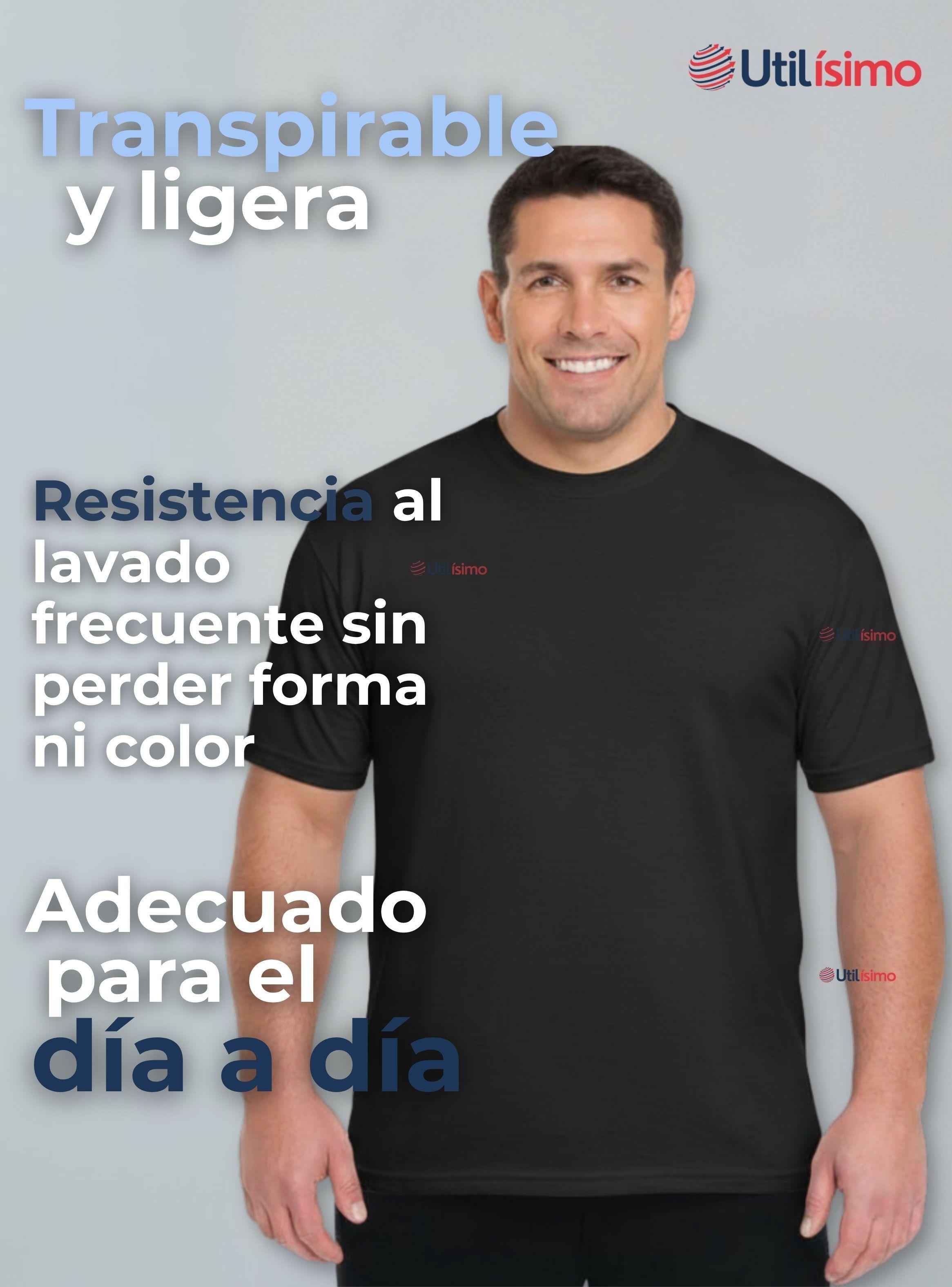 Polera Camiseta 100% Algodón Premium Manga Corta Básico Color Negro para Hombre-5