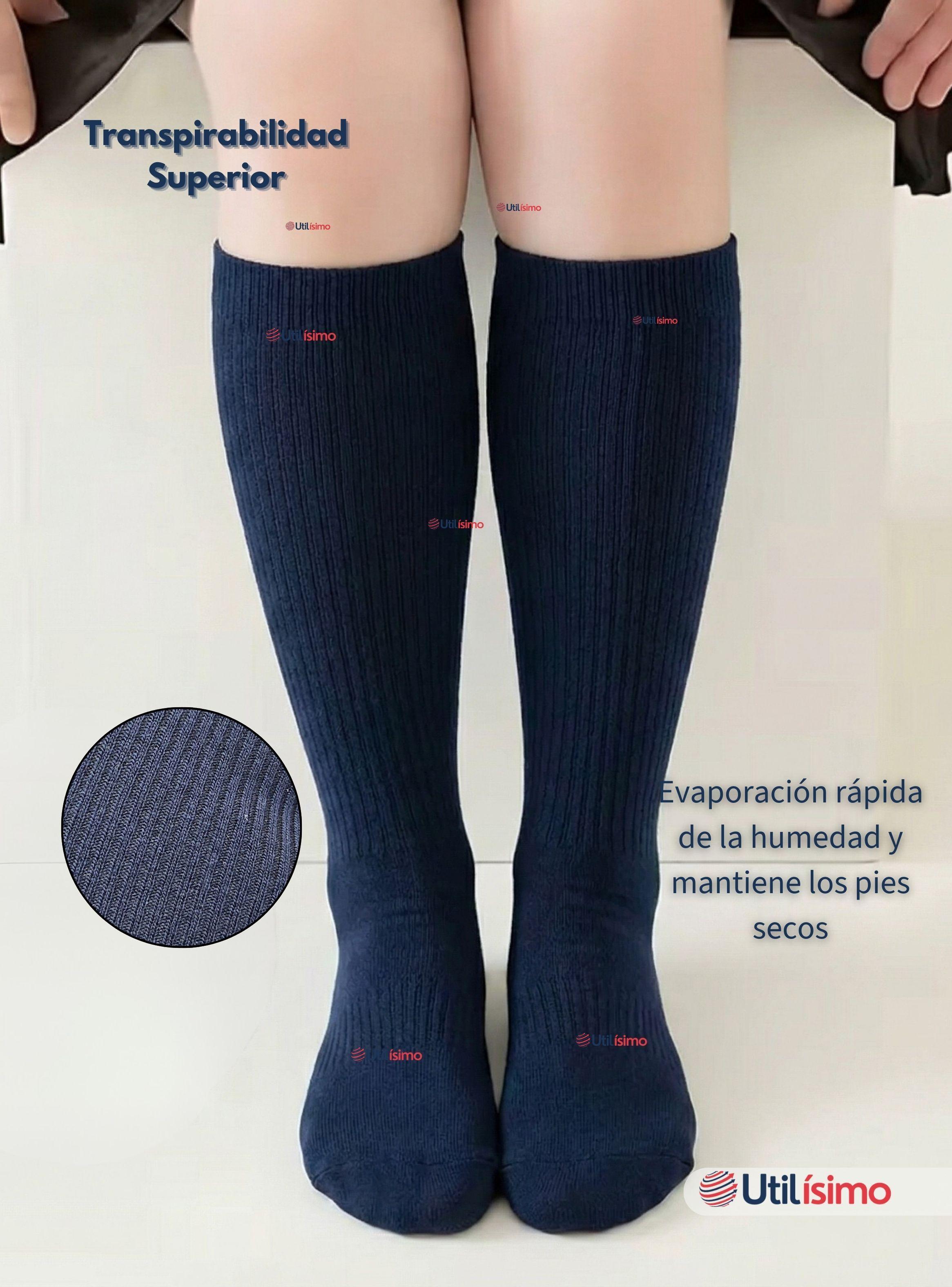 Pack 6 Calcetines Escolares Largo Bambú Color Azul para Niñas-7