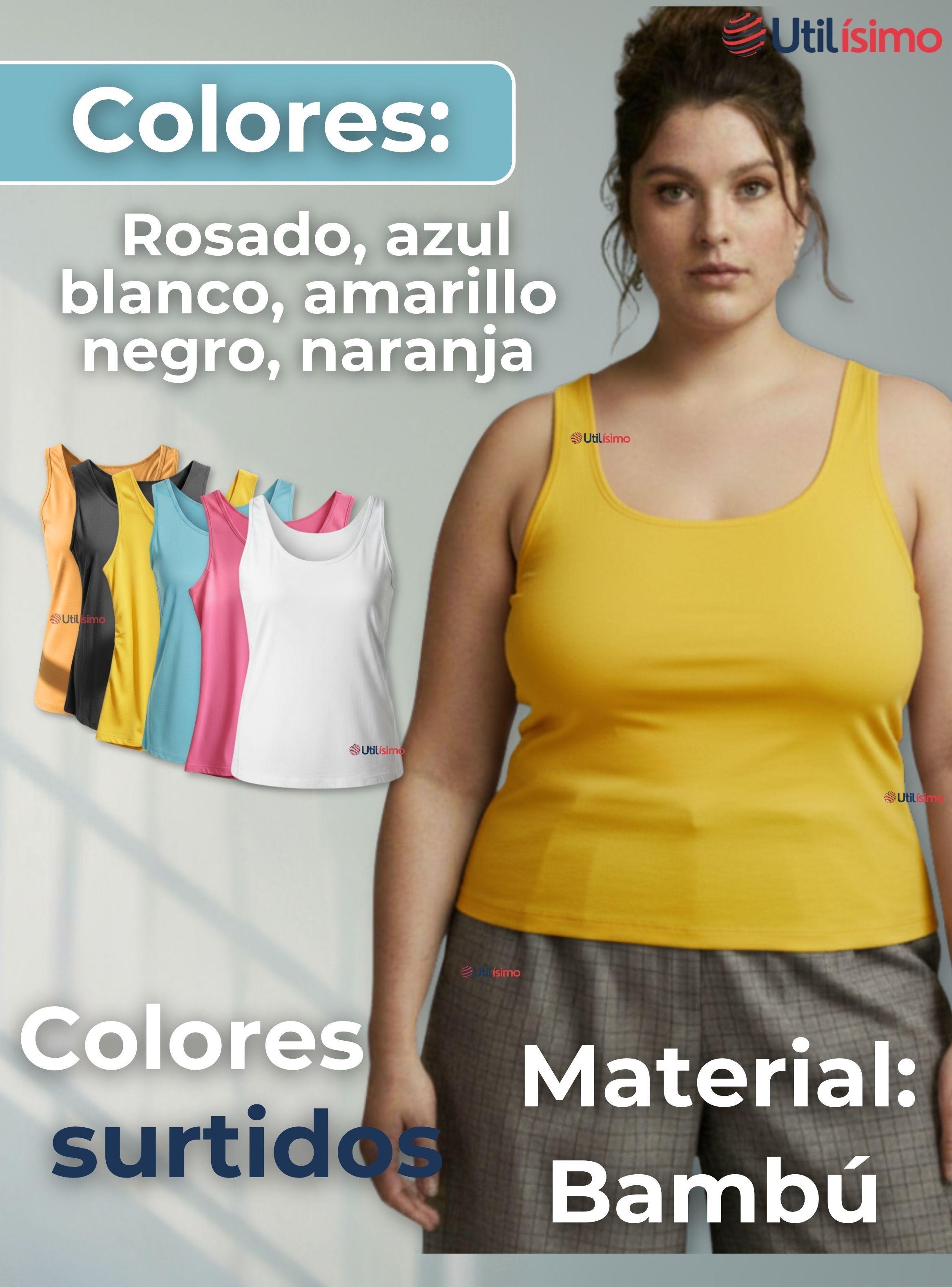 Pack 3 Poleras Camisetas Sin Mangas Fibra De Bambú Elástica Mujer Colores Surtidos-1