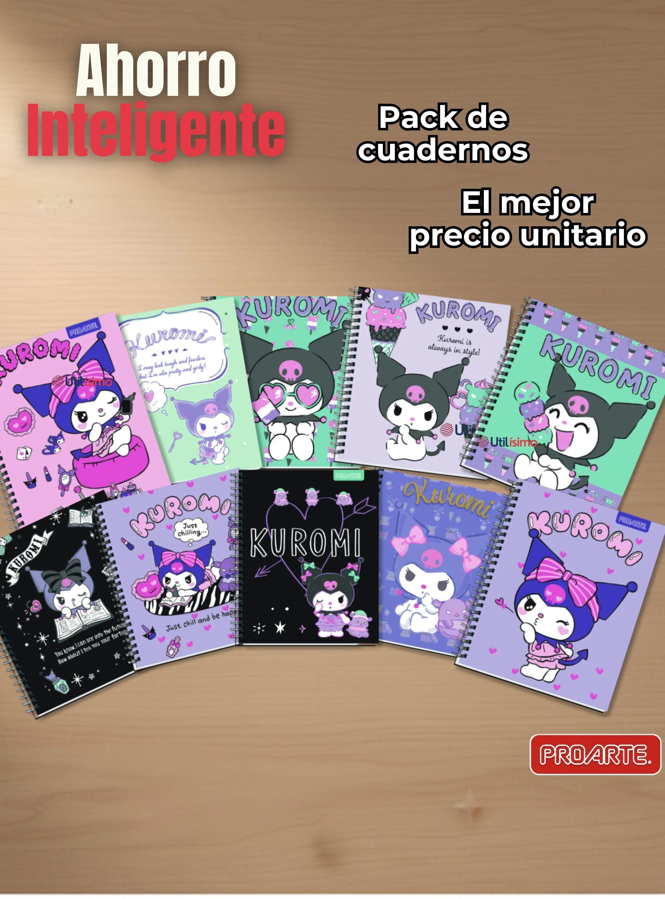 Pack 10 Cuadernos Universitarios Kuromi Style Proarte 7mm 100 Hojas Diseños Surtidos-7