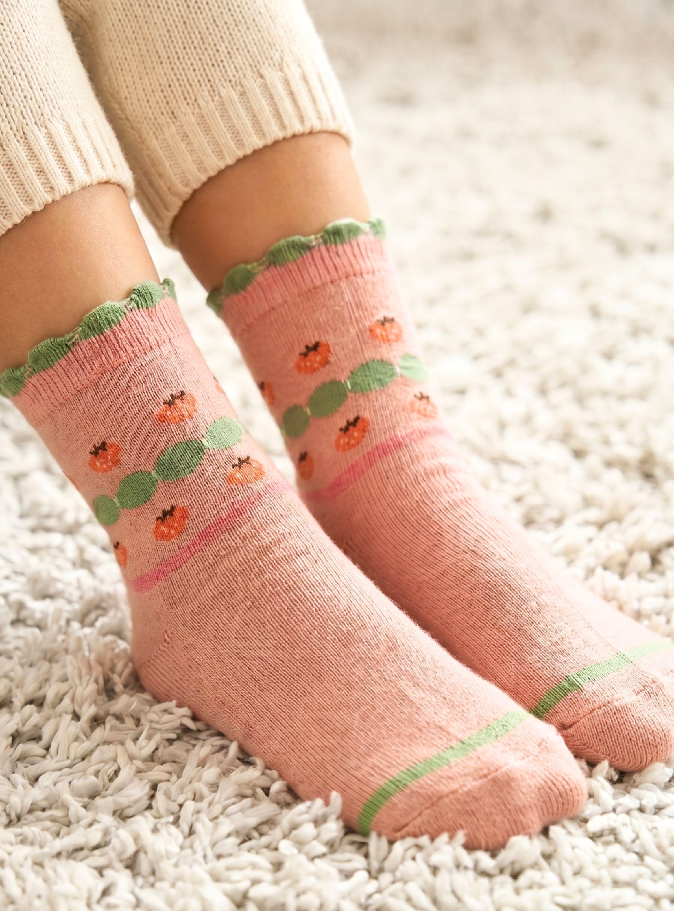 Pack 4 Pares De Calcetines Algodón Invierno Diseño Frutilla Surtido Niñas-0