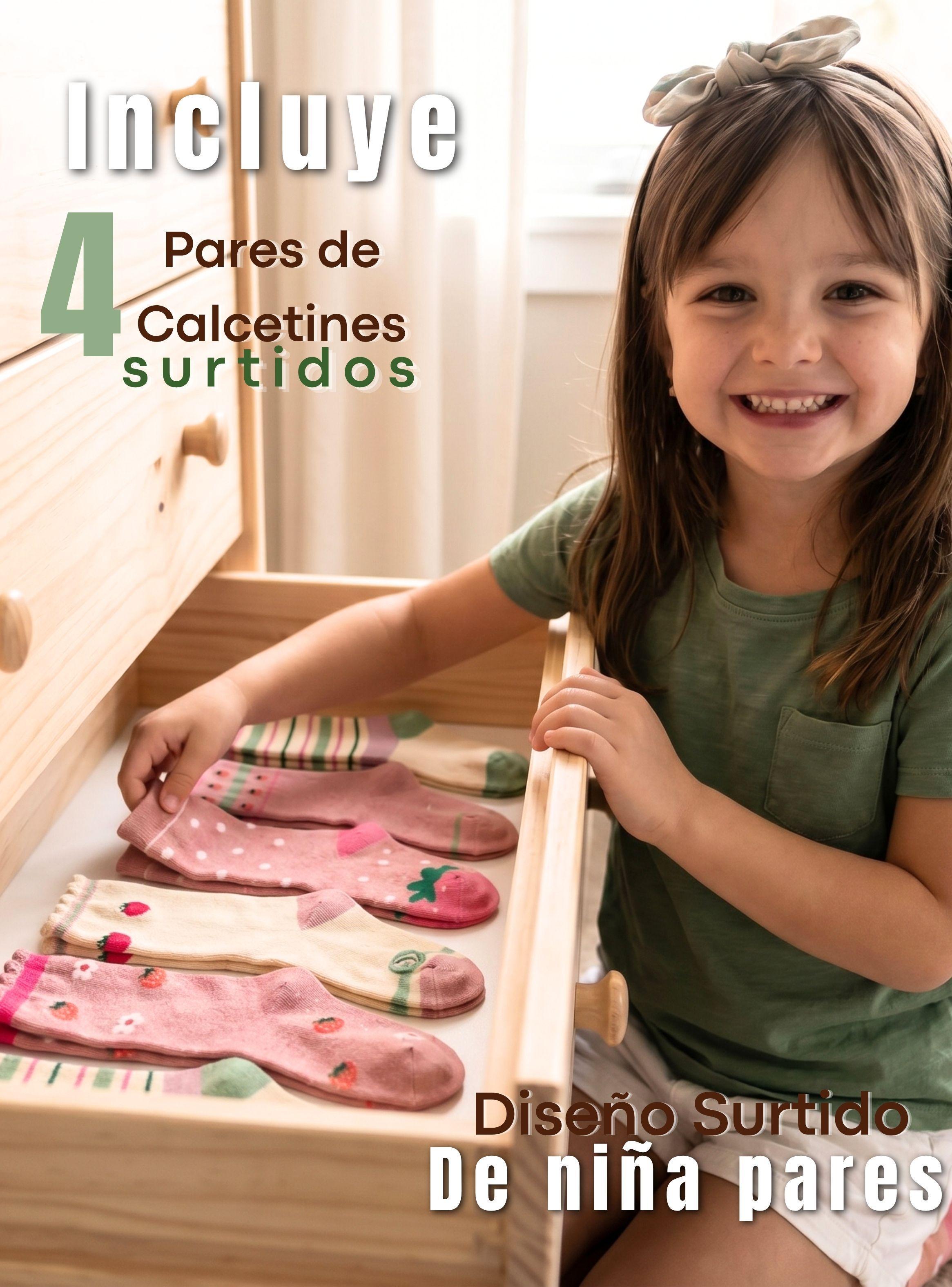 Pack 4 Pares De Calcetines Algodón Invierno Diseño Frutilla Surtido Niñas-2