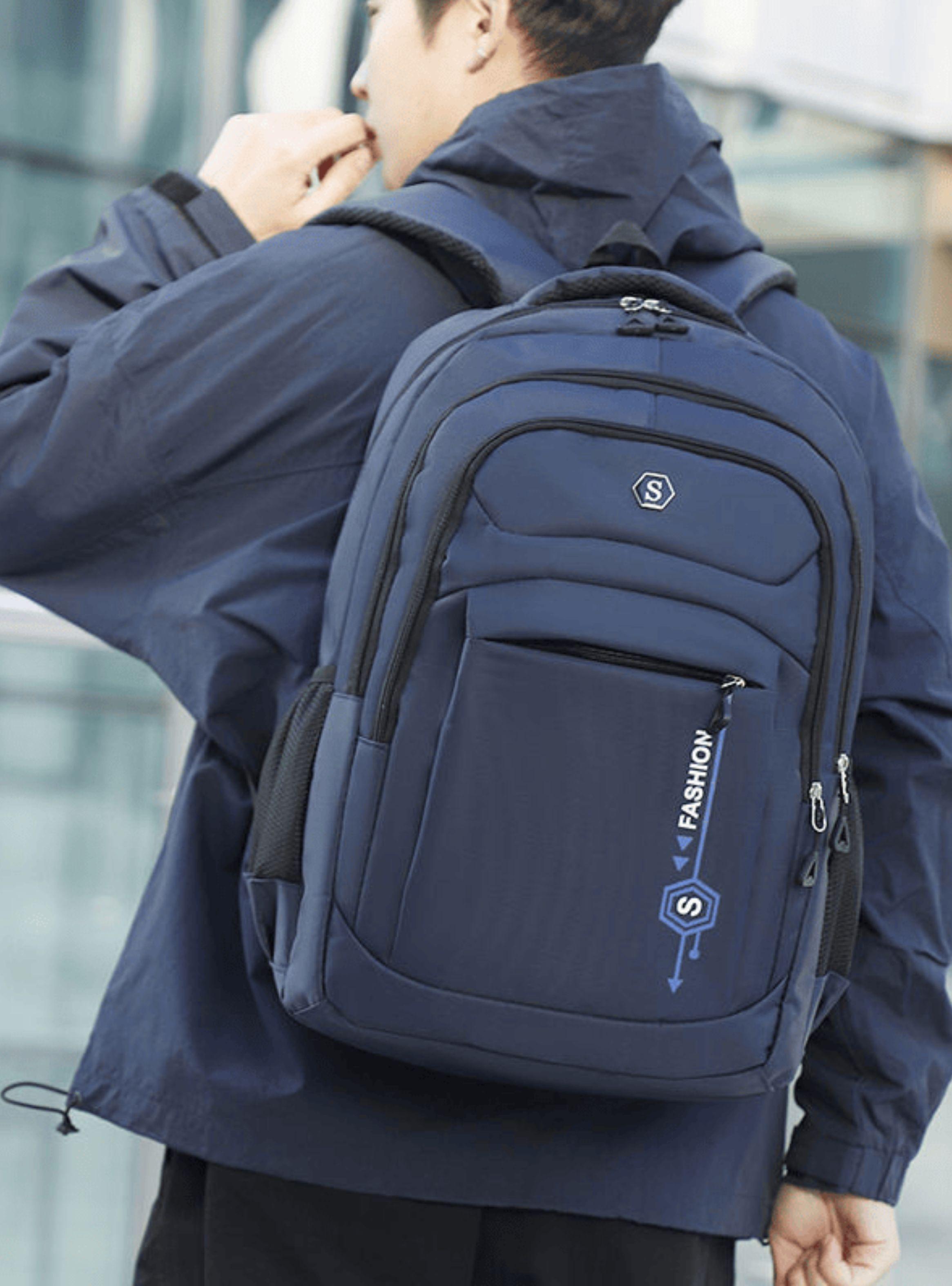 Mochila Escolar Juvenil y Universitario 45cm Diseño Multifuncional Dark Blue-2
