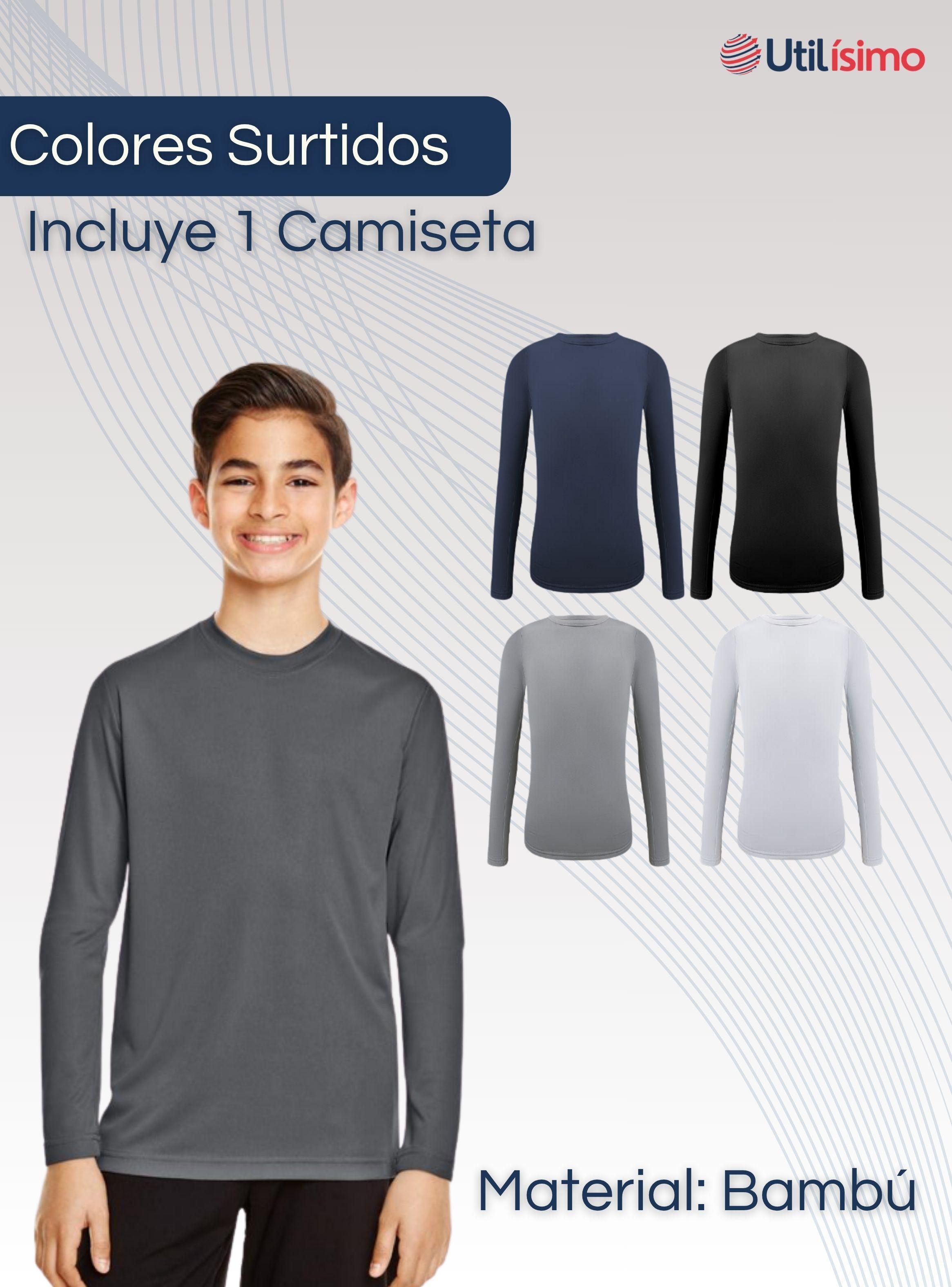 Camiseta Bambú Primera Capa Polera Niño Cuello Redondo Surtido-2