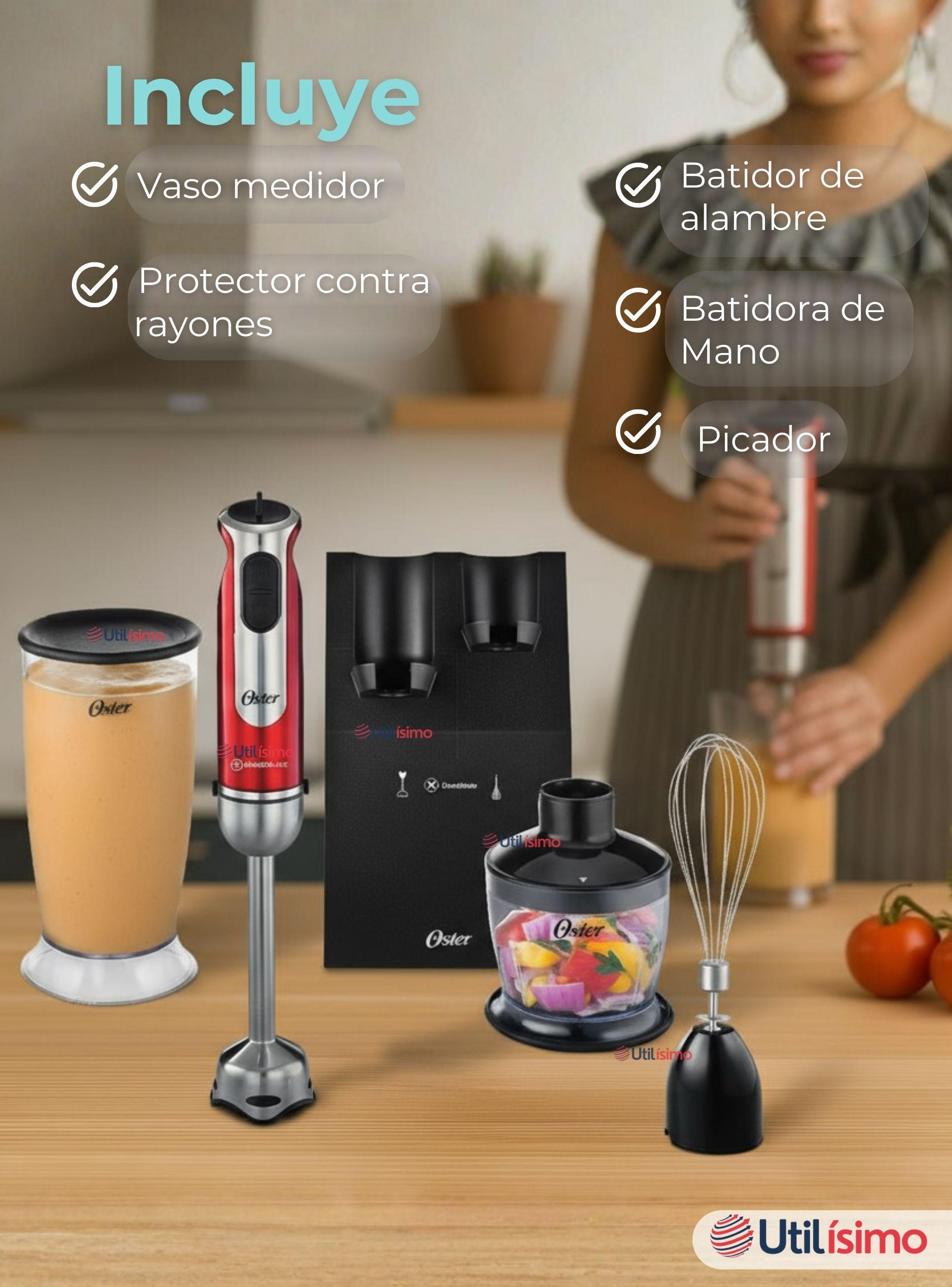 Batidora de inmersión Oster® roja con organizador + accesorios-4