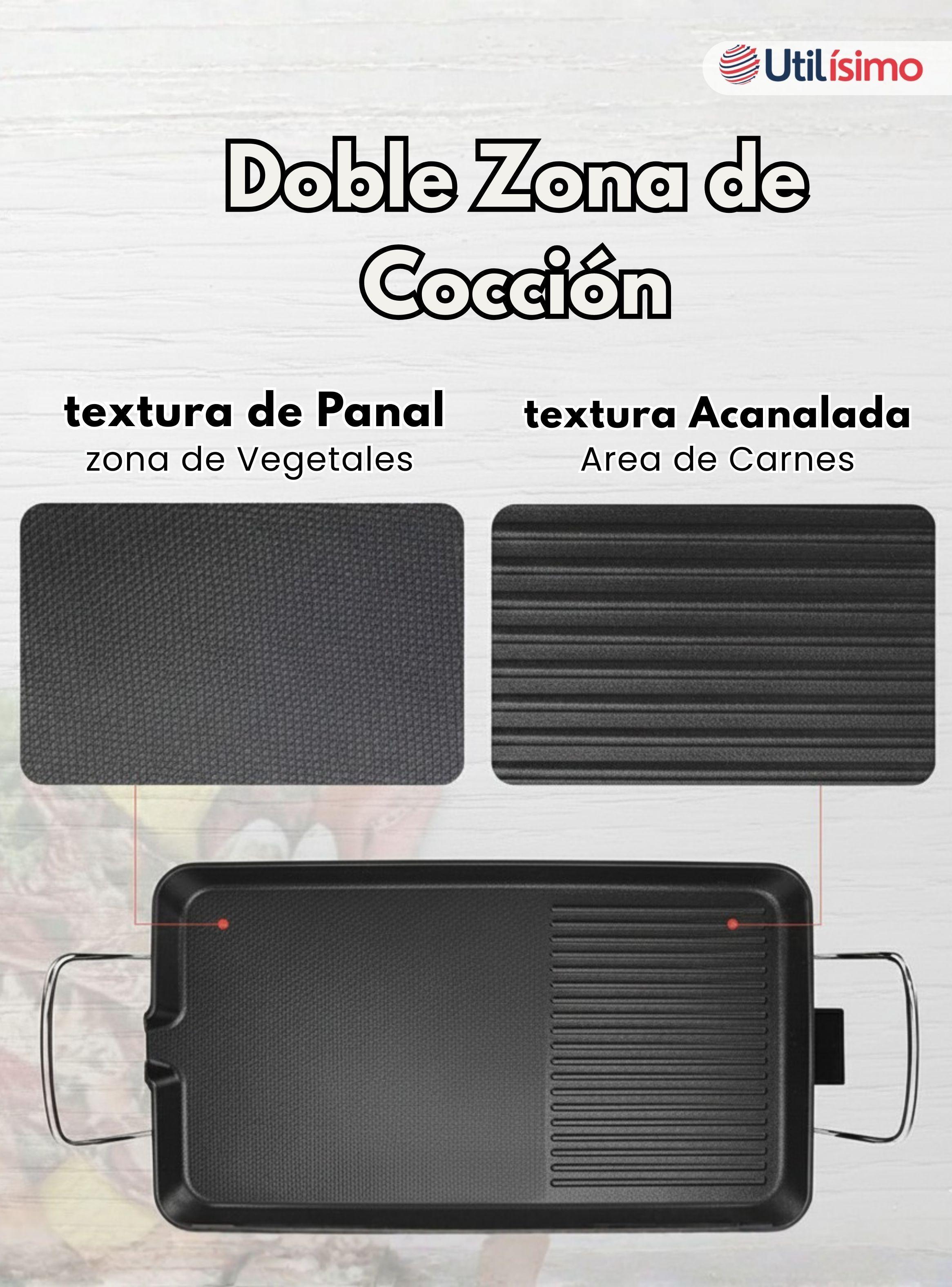 Plancha Parrillerra Eléctrica ExtraGrande Antiadherente Churrasquera 1500W de Potencia-5