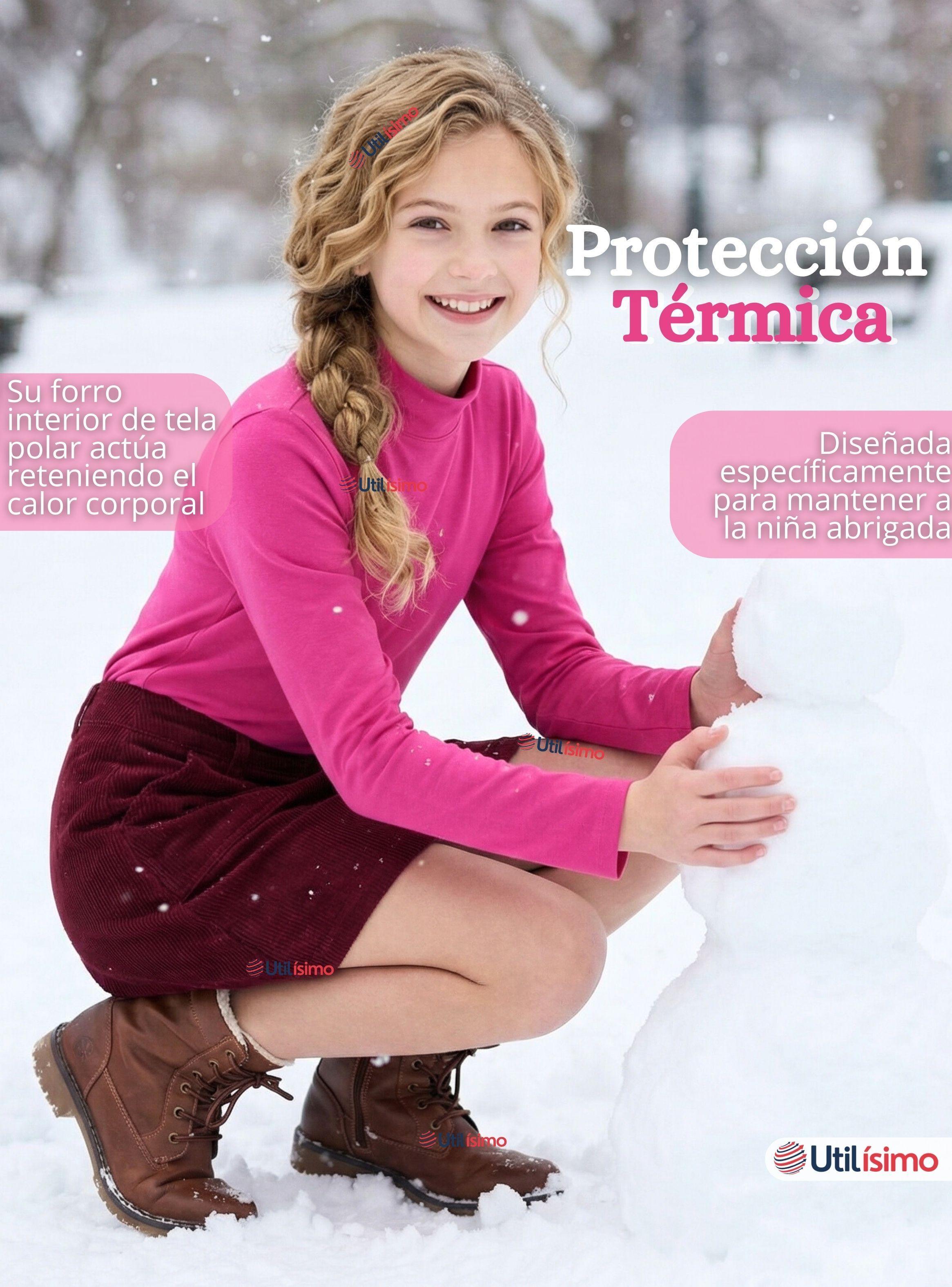 Pack 3 Polera Camiseta Polar Fucsia Primera Capa Cuello Beatle Manga Larga Niña-4