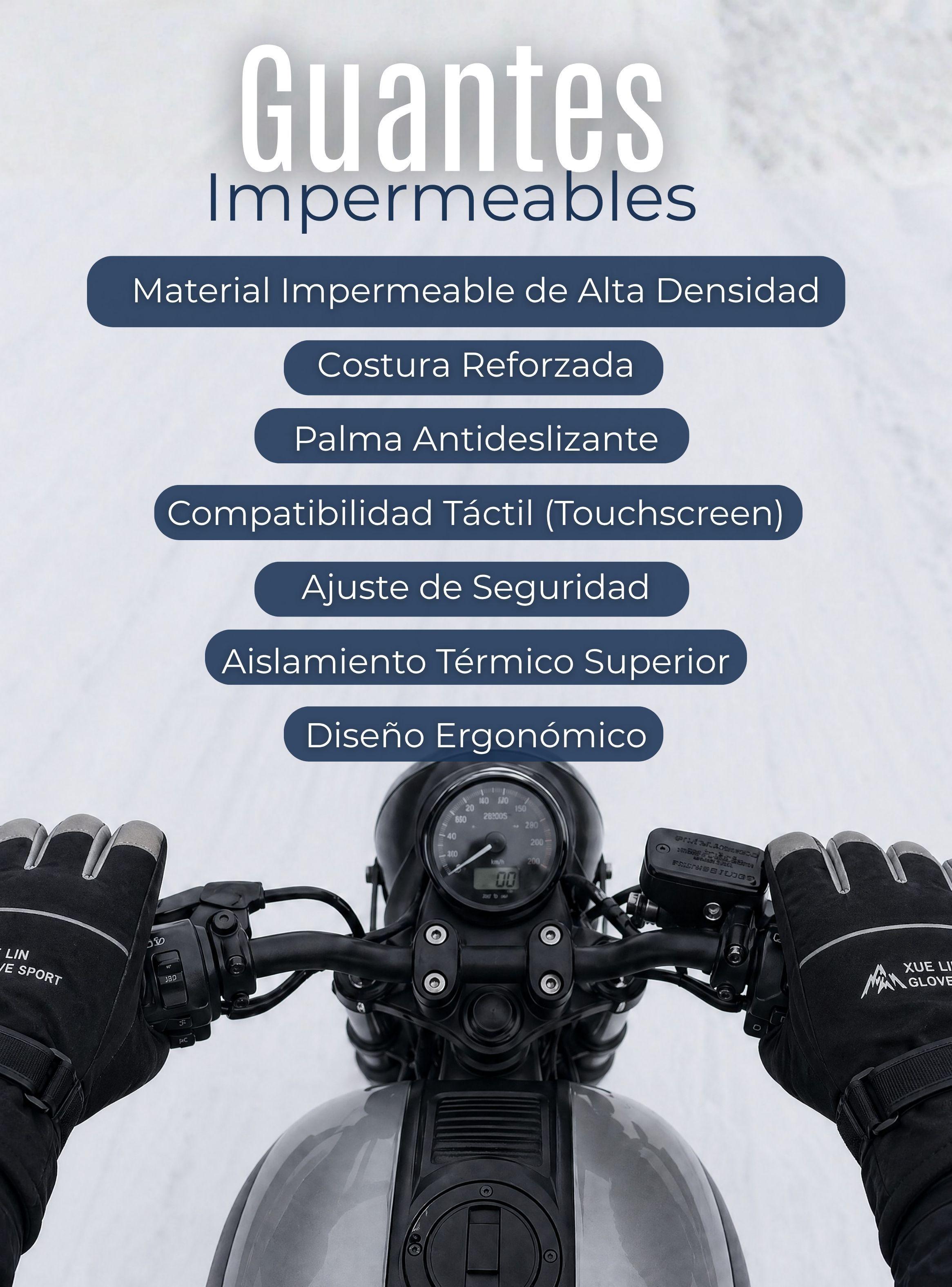 Guantes Para Moto Impermeables Negro Touchscreen Antideslizantes Térmicos-3