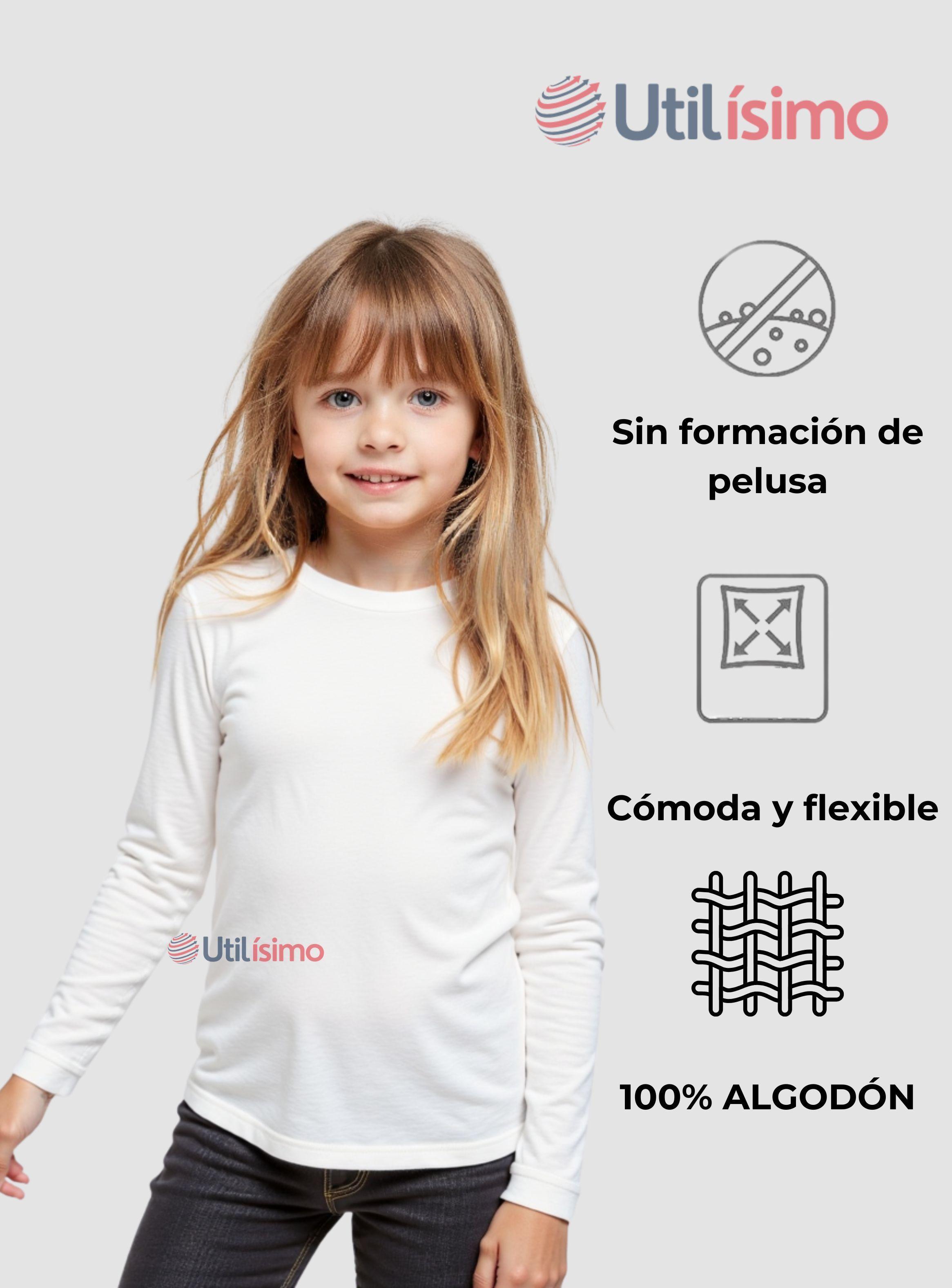 Camiseta Algodón Manga Larga Primera Capa Niña Polera Blanco y Negro-4