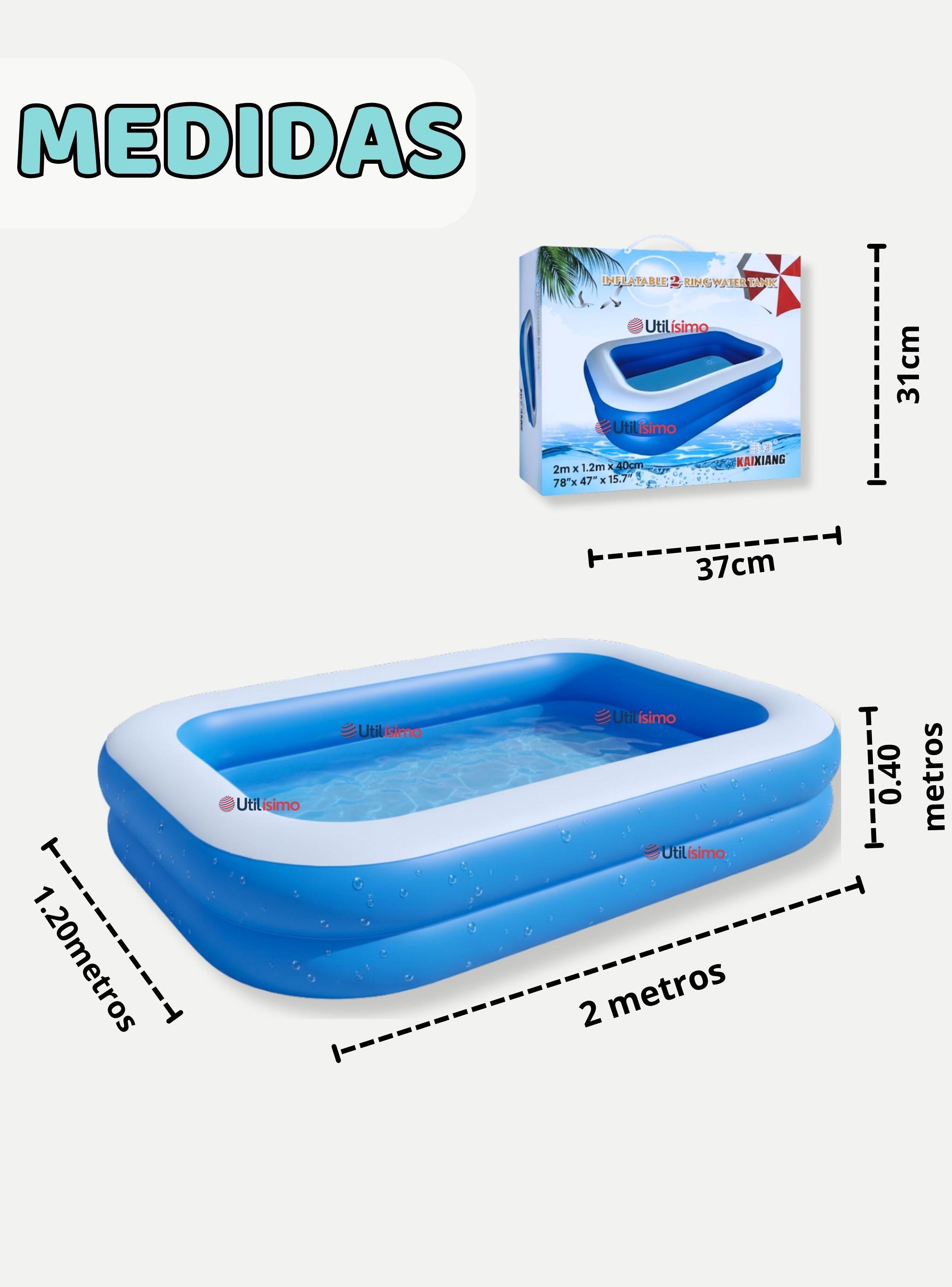 Piscina Inflable Rectangular 200x120x40 CM Color Azul-2