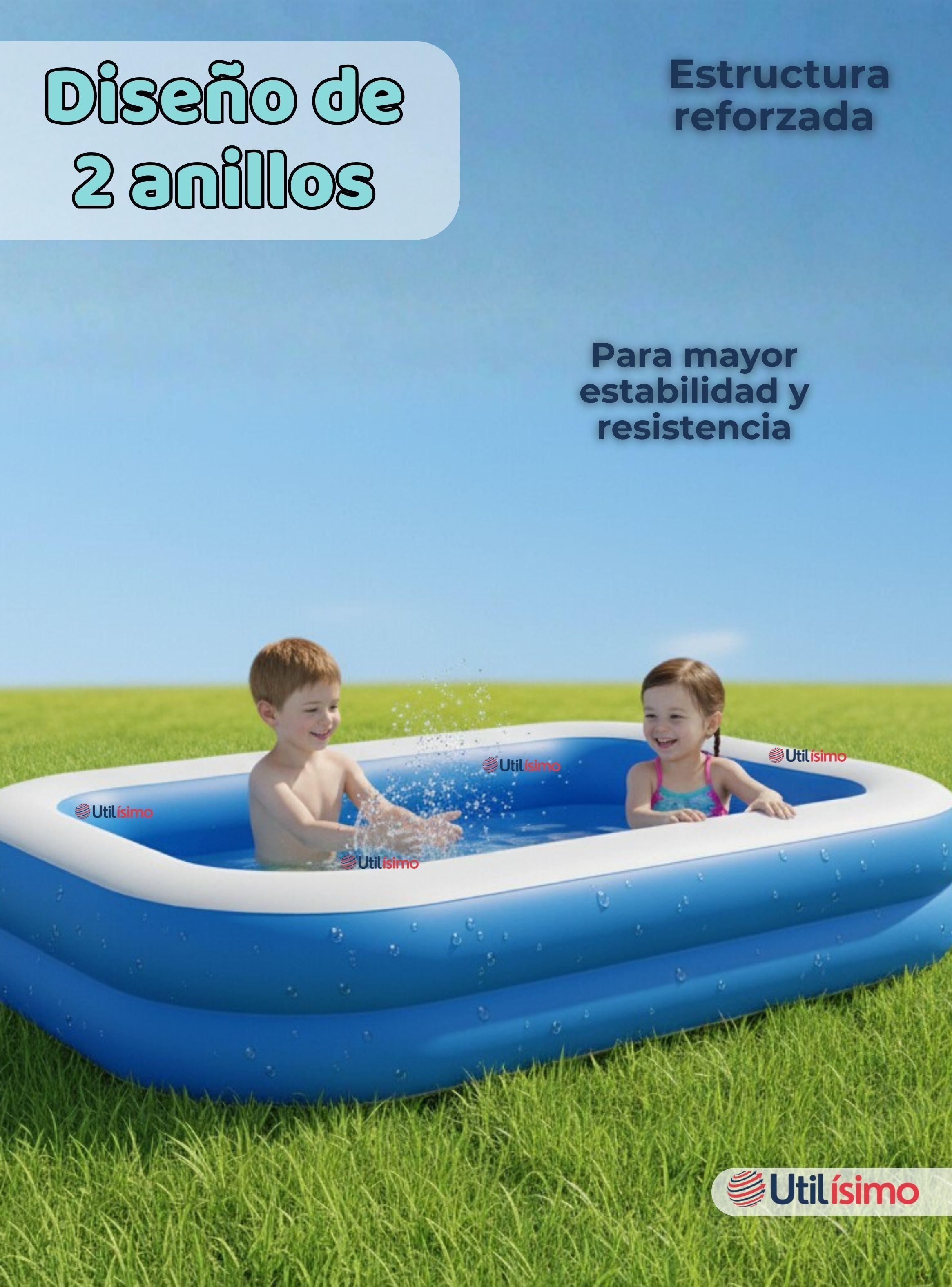 Piscina Inflable Rectangular 200x120x40 CM Color Azul-3