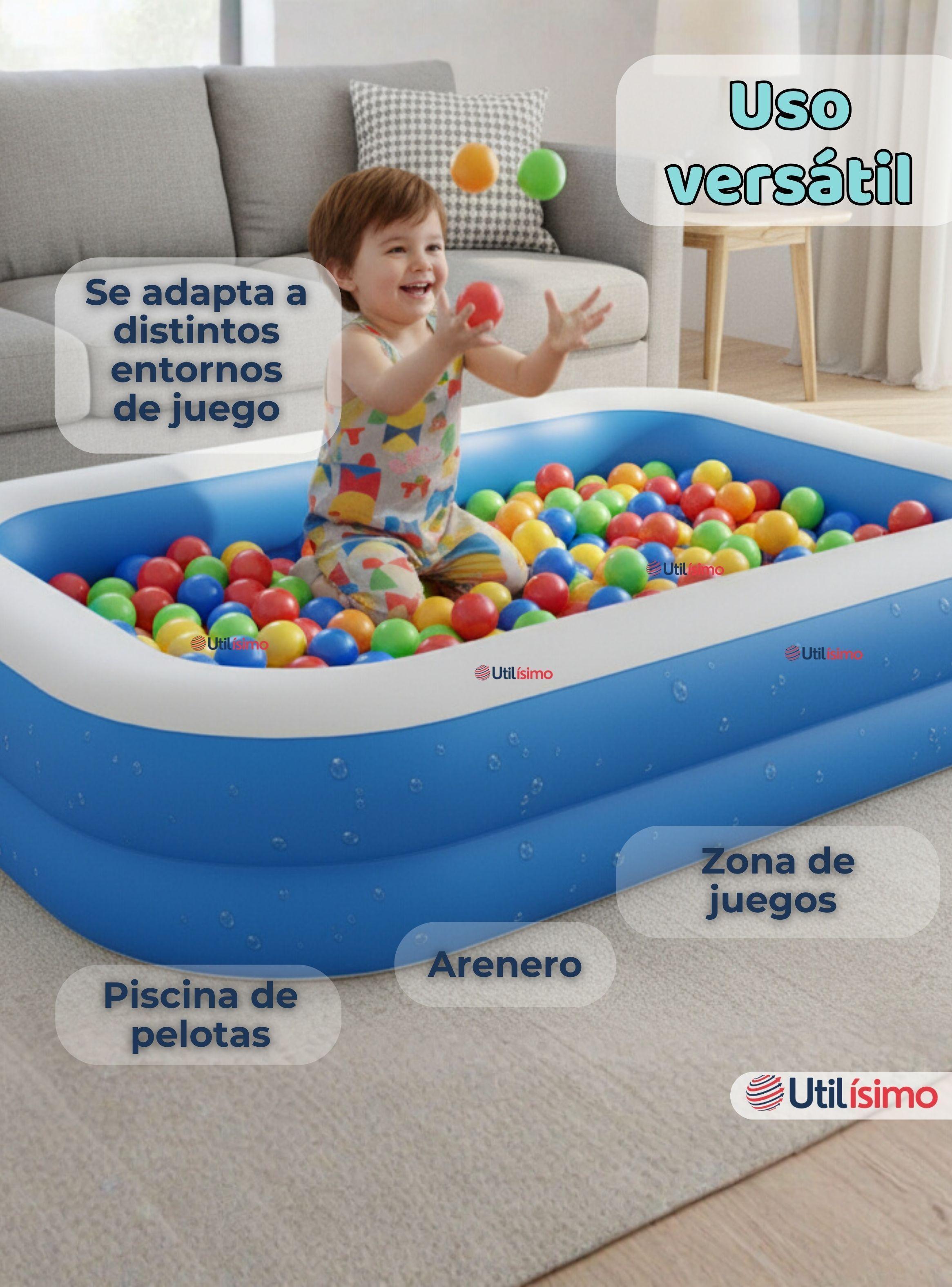 Piscina Inflable Rectangular 200x120x40 CM Color Azul-7