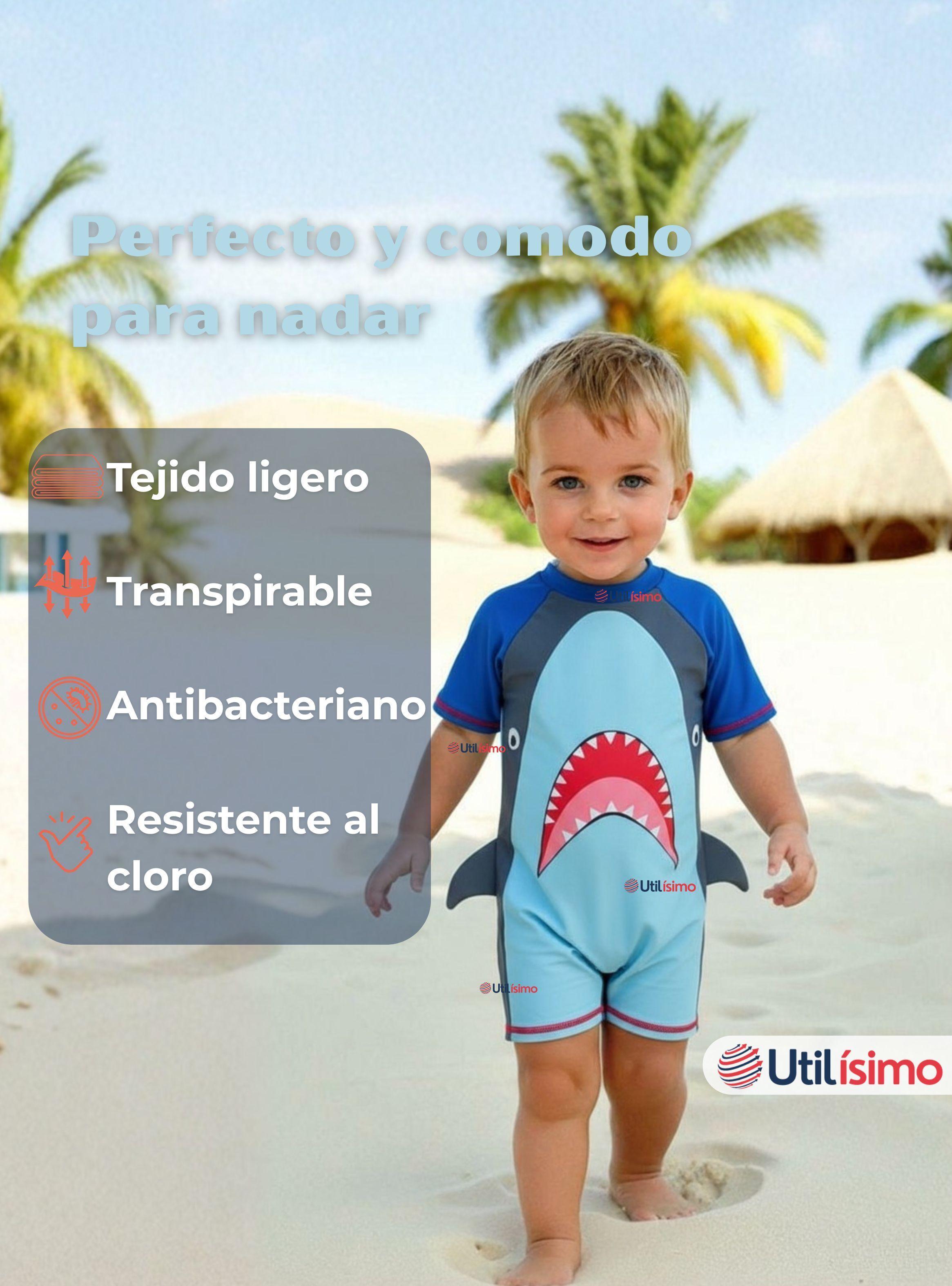 Traje de baño Enterito Con Cremallera Niño de 2 a 3 años Blue Shark-4