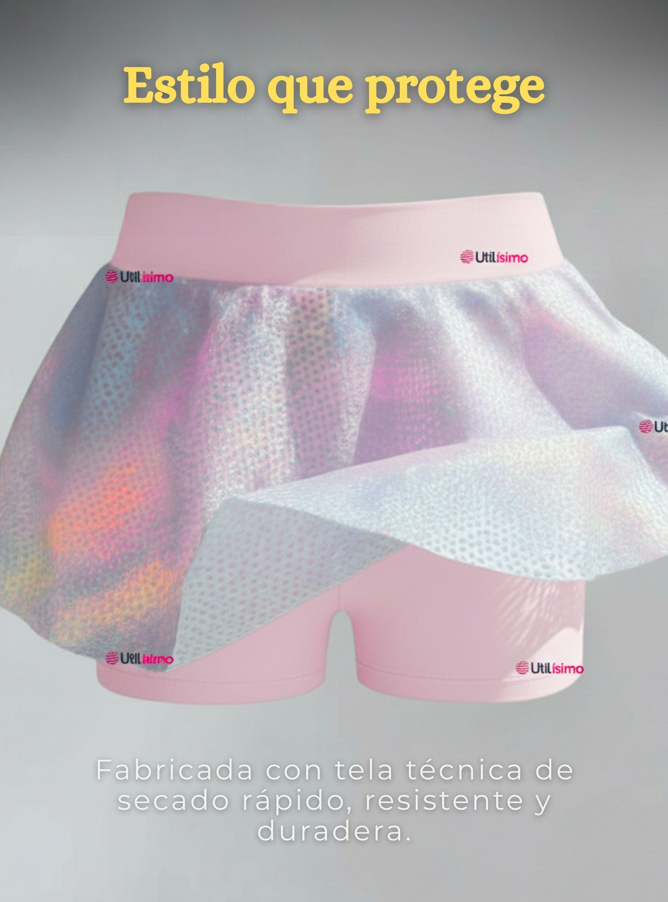 Traje De Baño Manga Corta Pantalón Corto Con Falda 2 Piezas Niña 6 a 13 Años Sea Beach Rosado-2