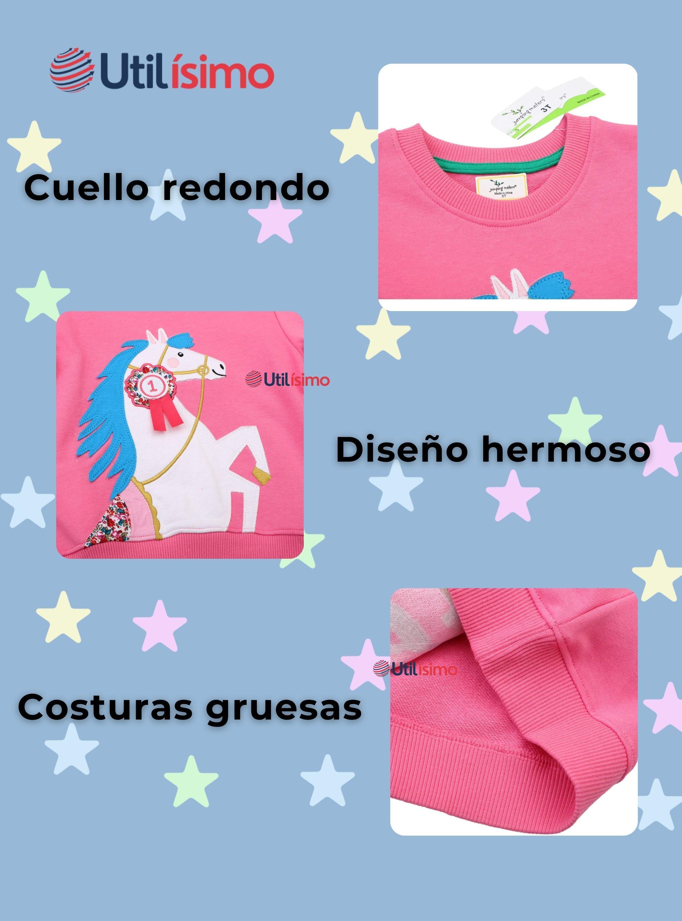 Polerón Algodón Cuello Redondo Niñas Fucsia Unicornio-3