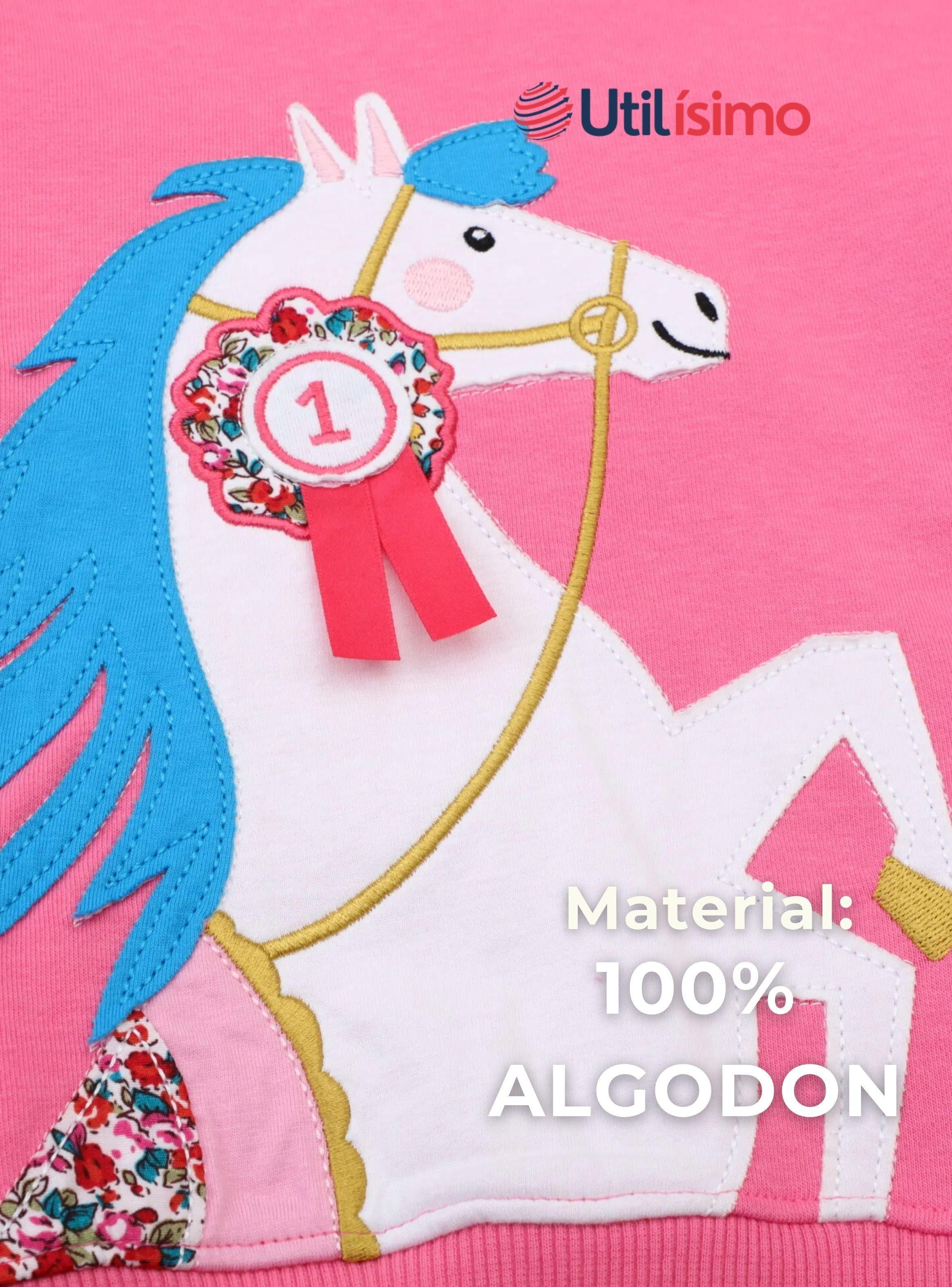 Polerón Algodón Cuello Redondo Niñas Fucsia Unicornio-4