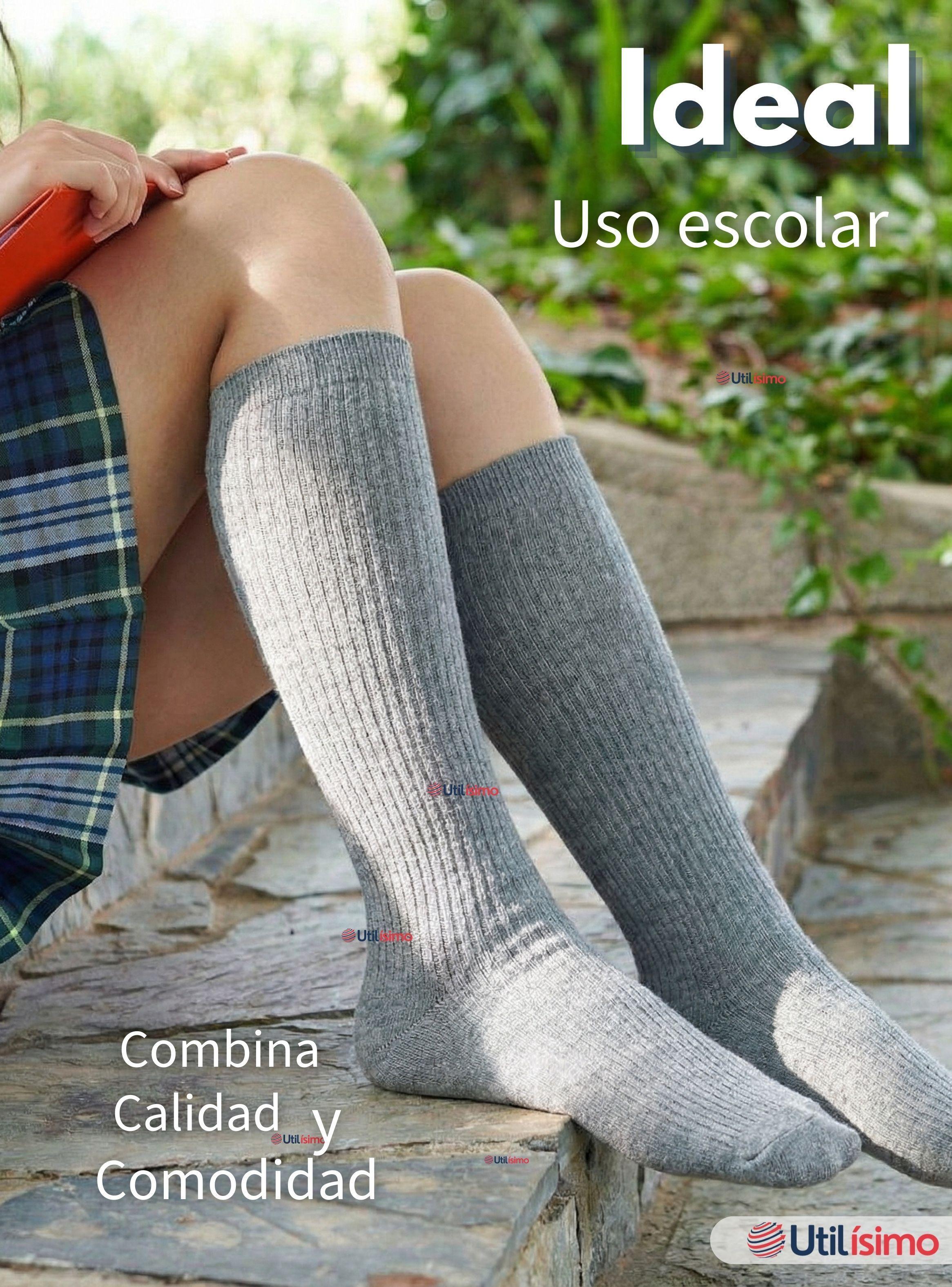 Pack 3 Calcetines Escolares Largo Acrílico Color Gris para Niñas-6