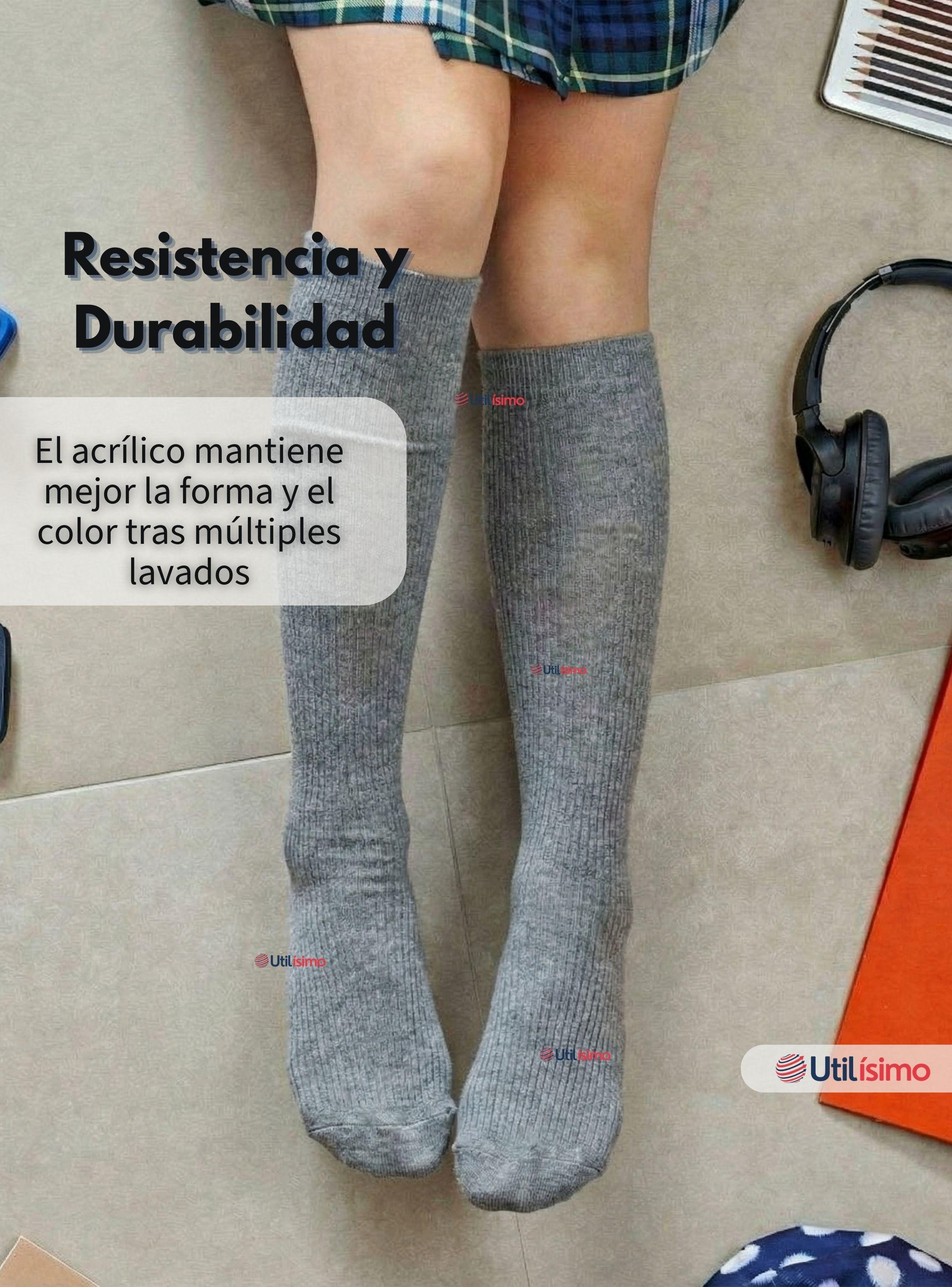 Pack 3 Calcetines Escolares Largo Acrílico Color Gris para Niñas-7