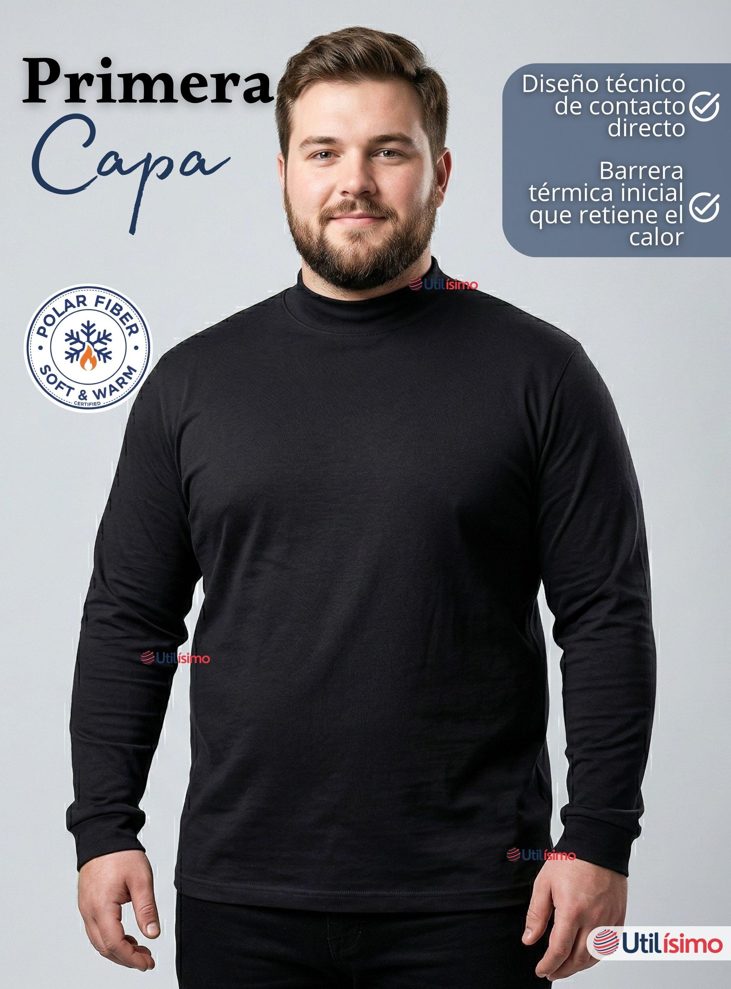 Camiseta Polera Polar Primera Capa Cuello Beatle Mangas Larga Colores Surtidos Hombre-3