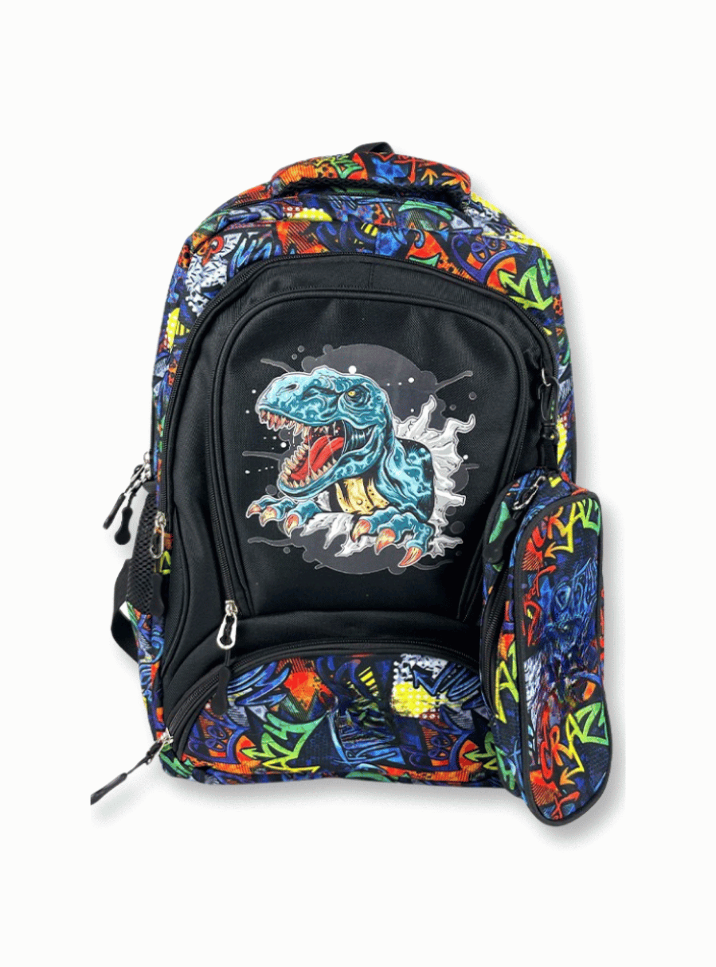 Mochila Con Lonchera Y Estuche 45cm Escolar Niño Blue Dinosaur-3